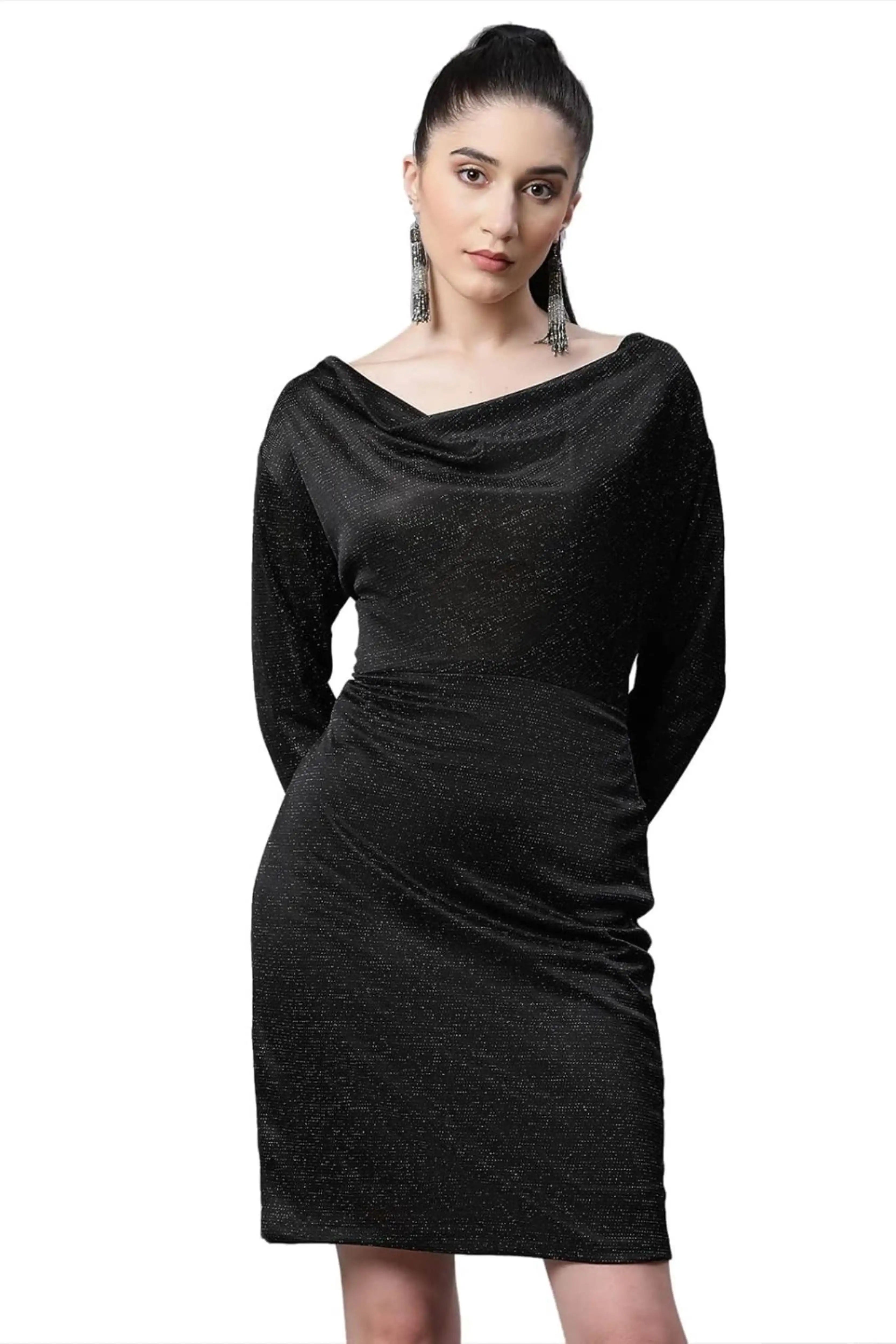 Black Hosiery Sheath Party Dress