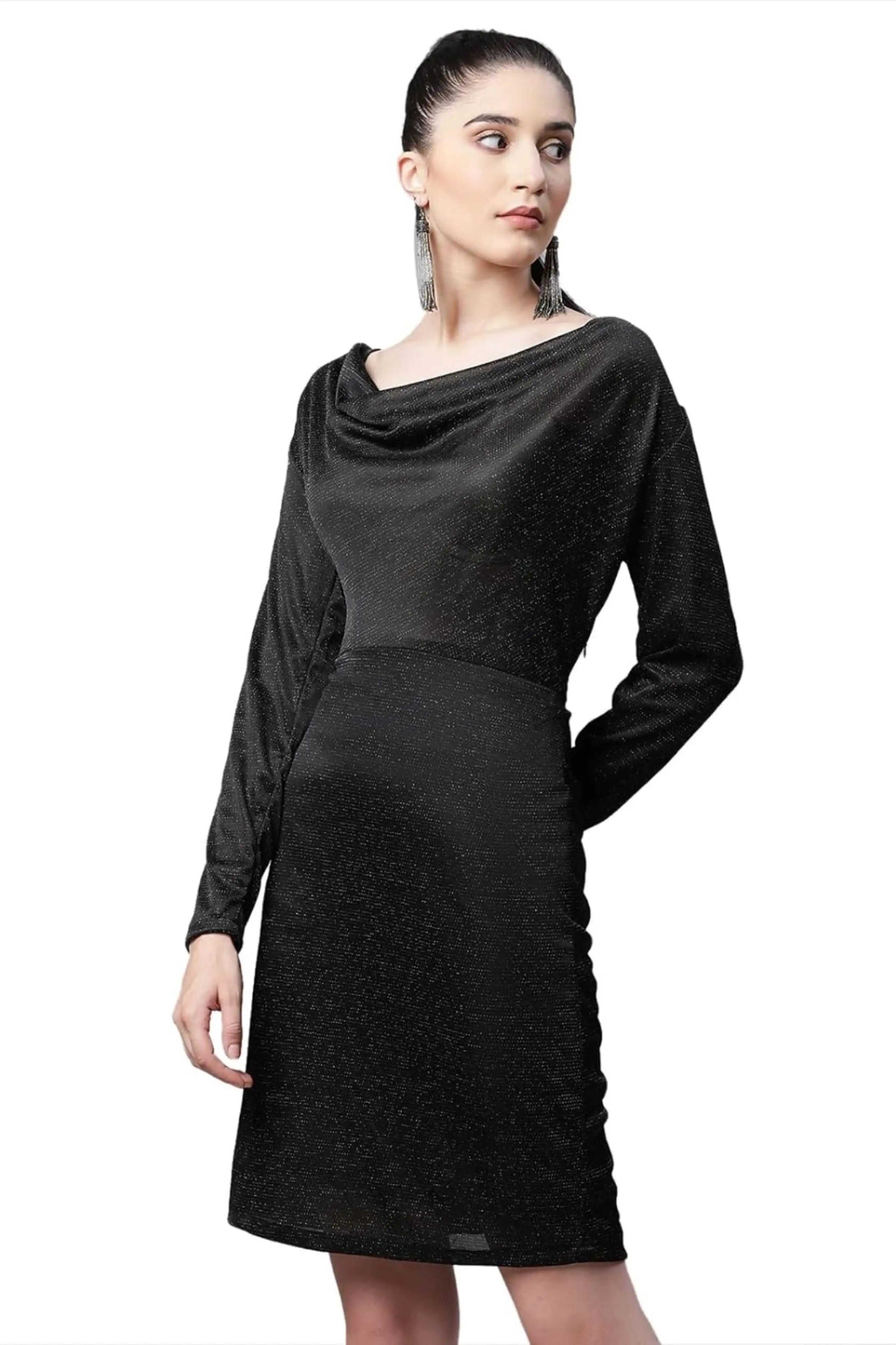 Black Hosiery Sheath Party Dress