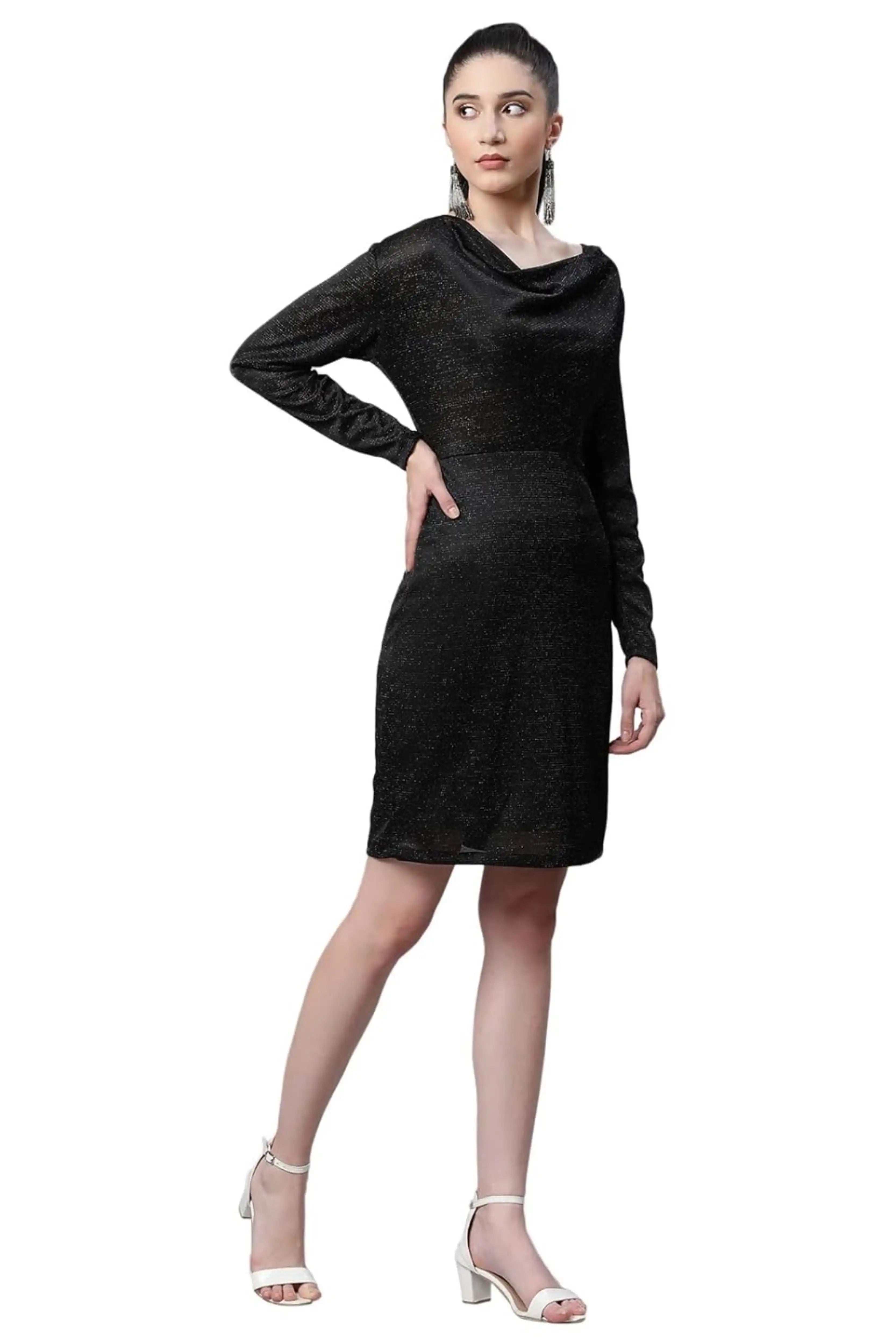 Black Hosiery Sheath Party Dress