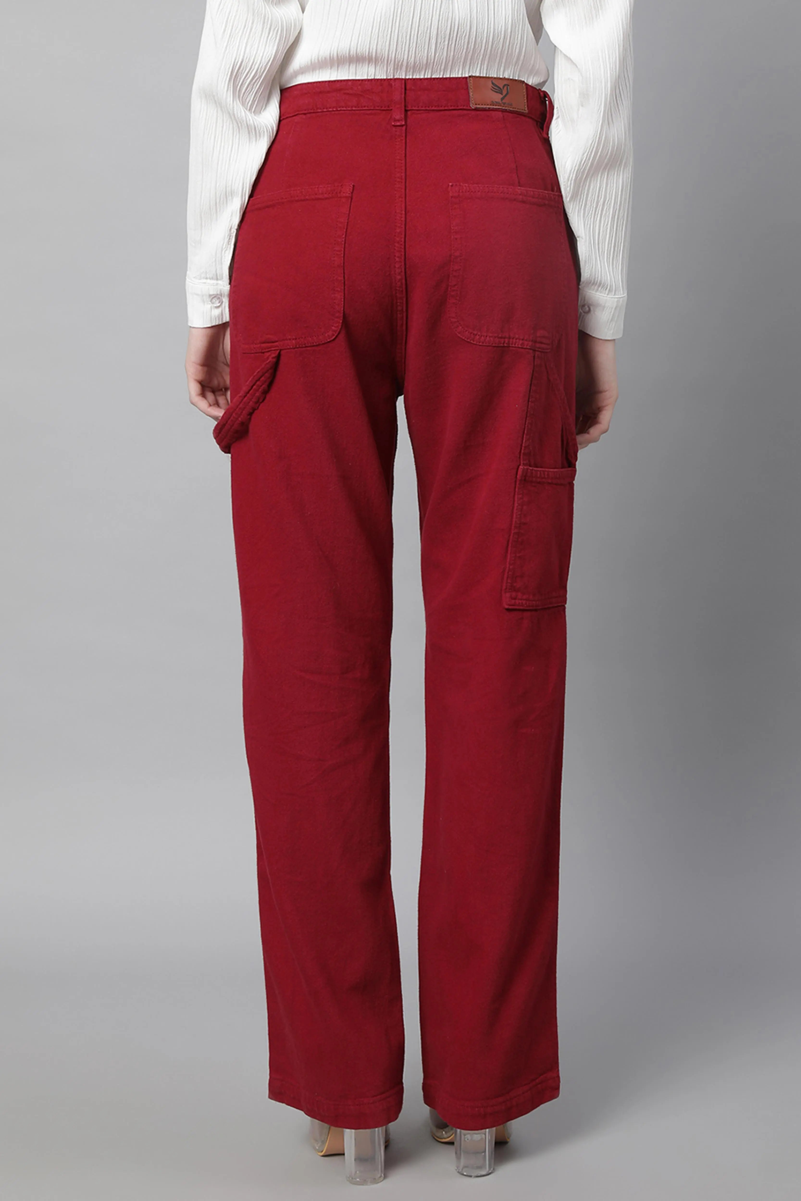 Red Regular Fit Full Length Jeans - Global Republic
