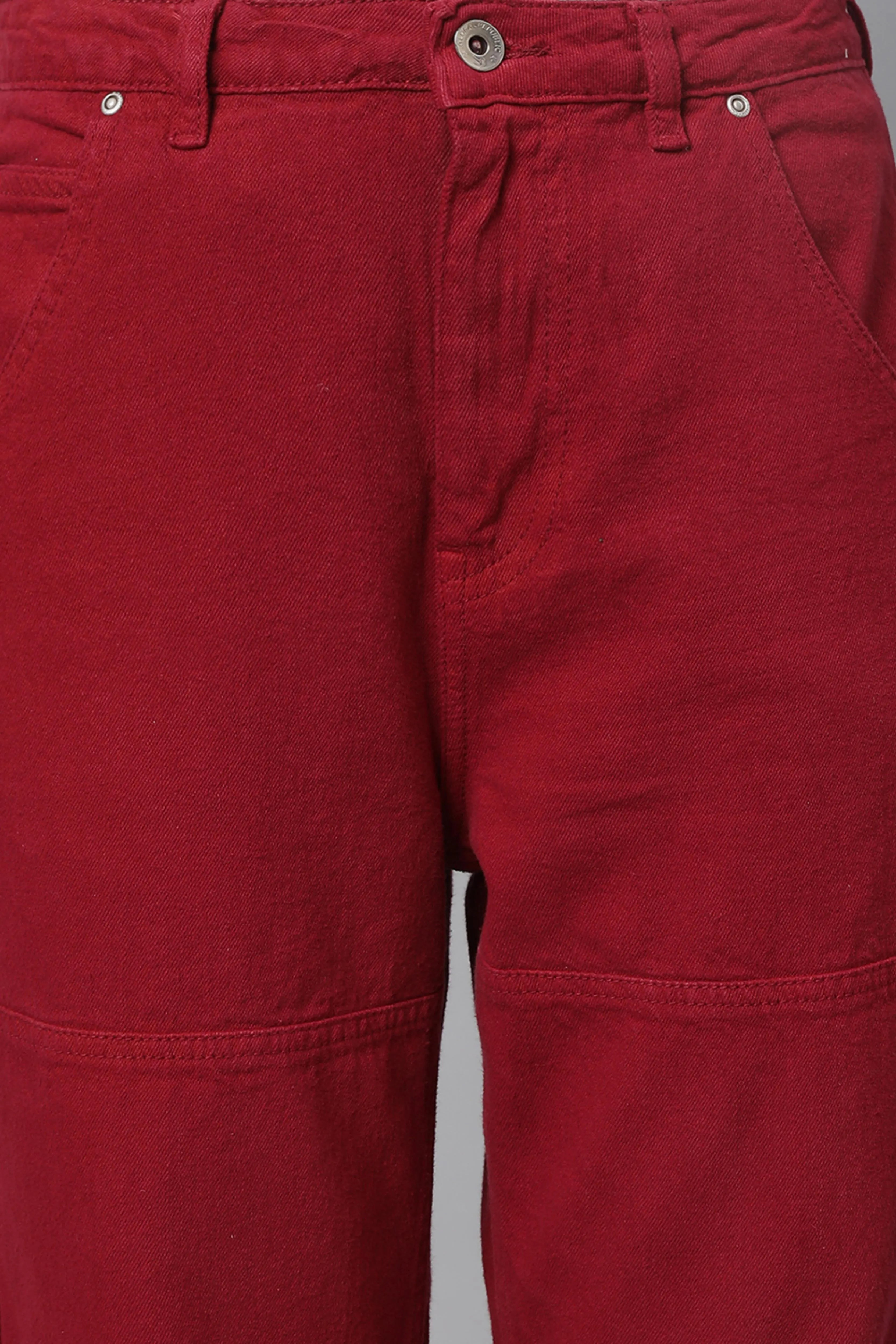 Red Regular Fit Full Length Jeans - Global Republic