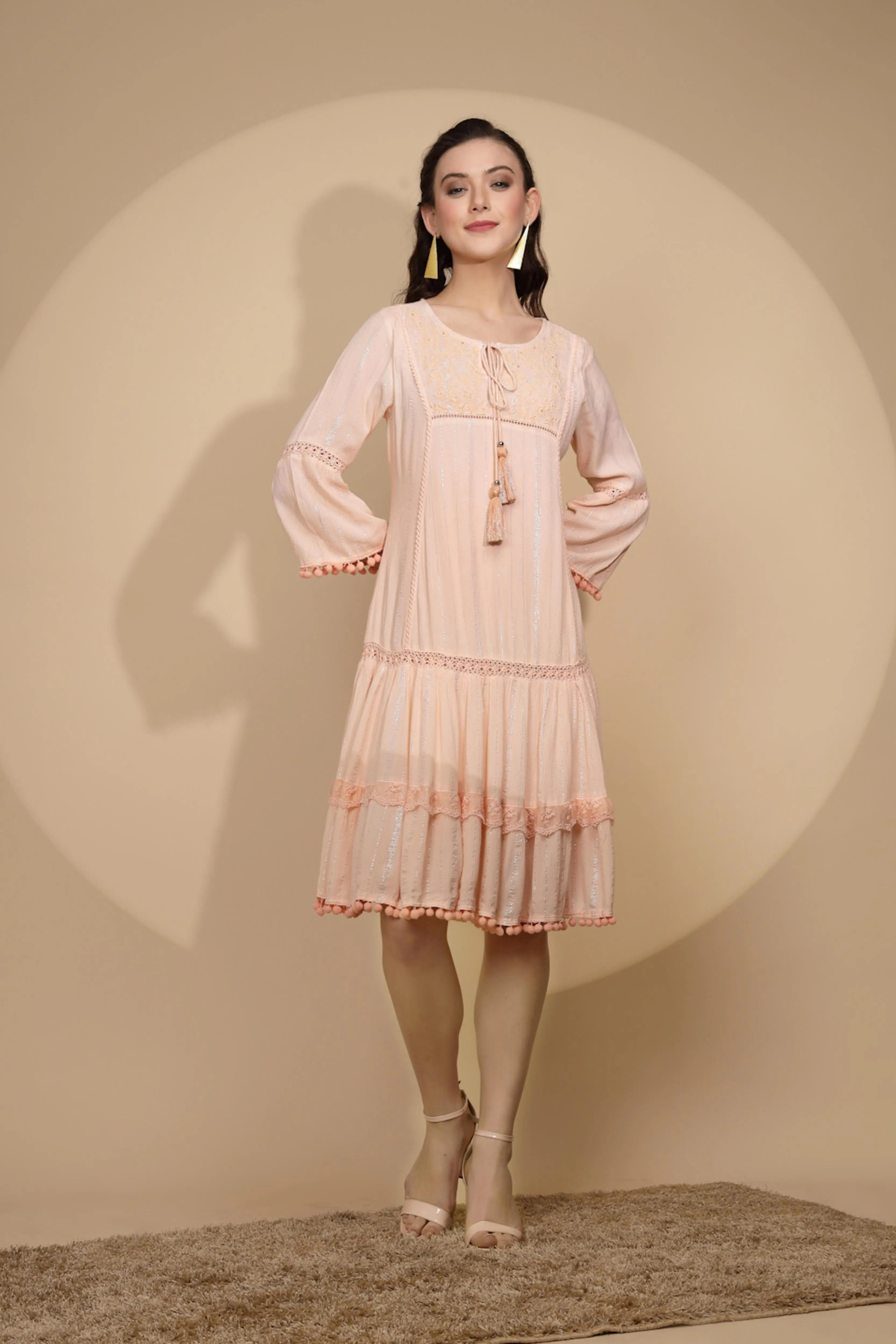 Peach Cotton Regular Fit Kurta - Global Republic