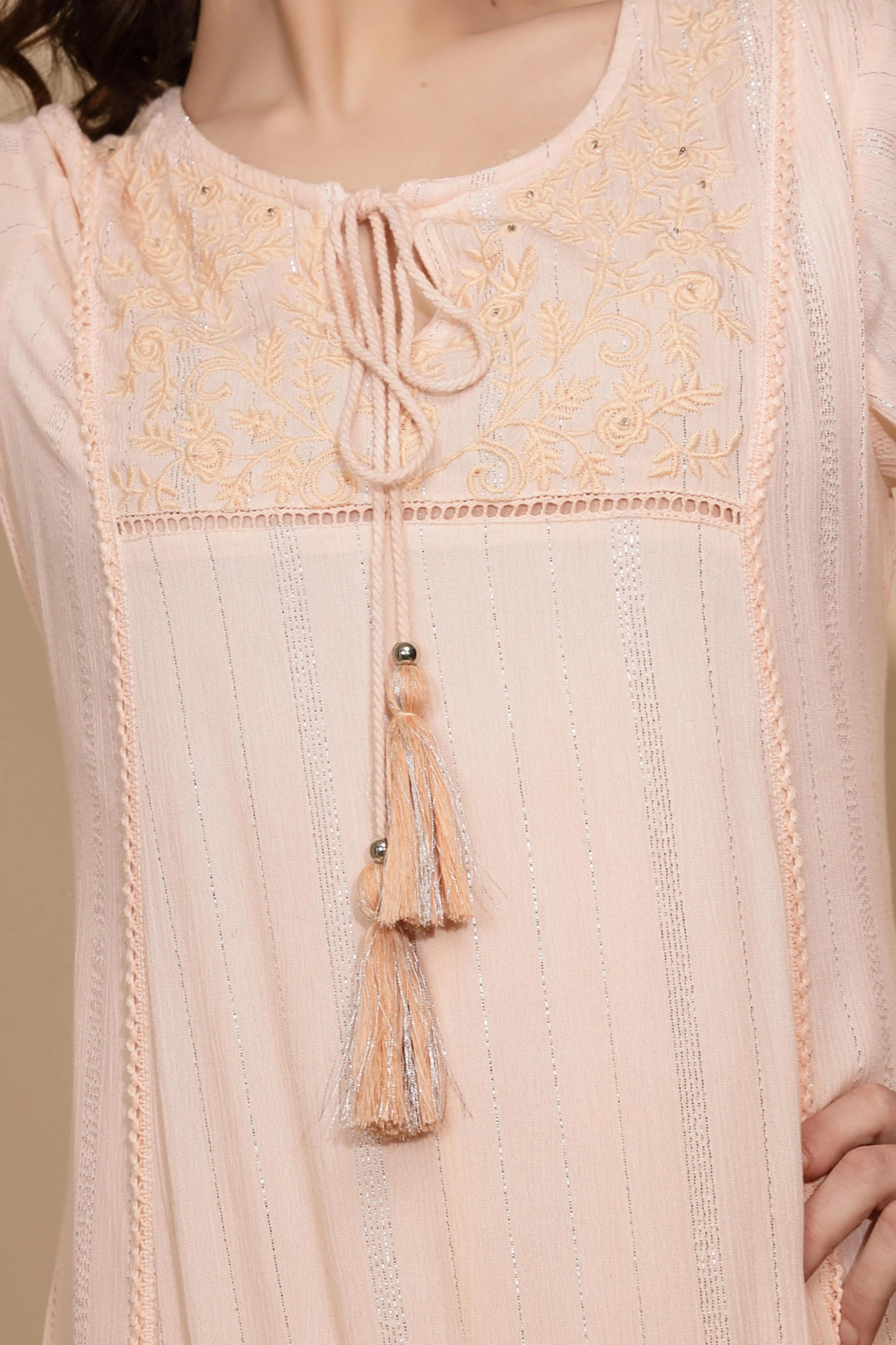 Peach Cotton Regular Fit Kurta - Global Republic