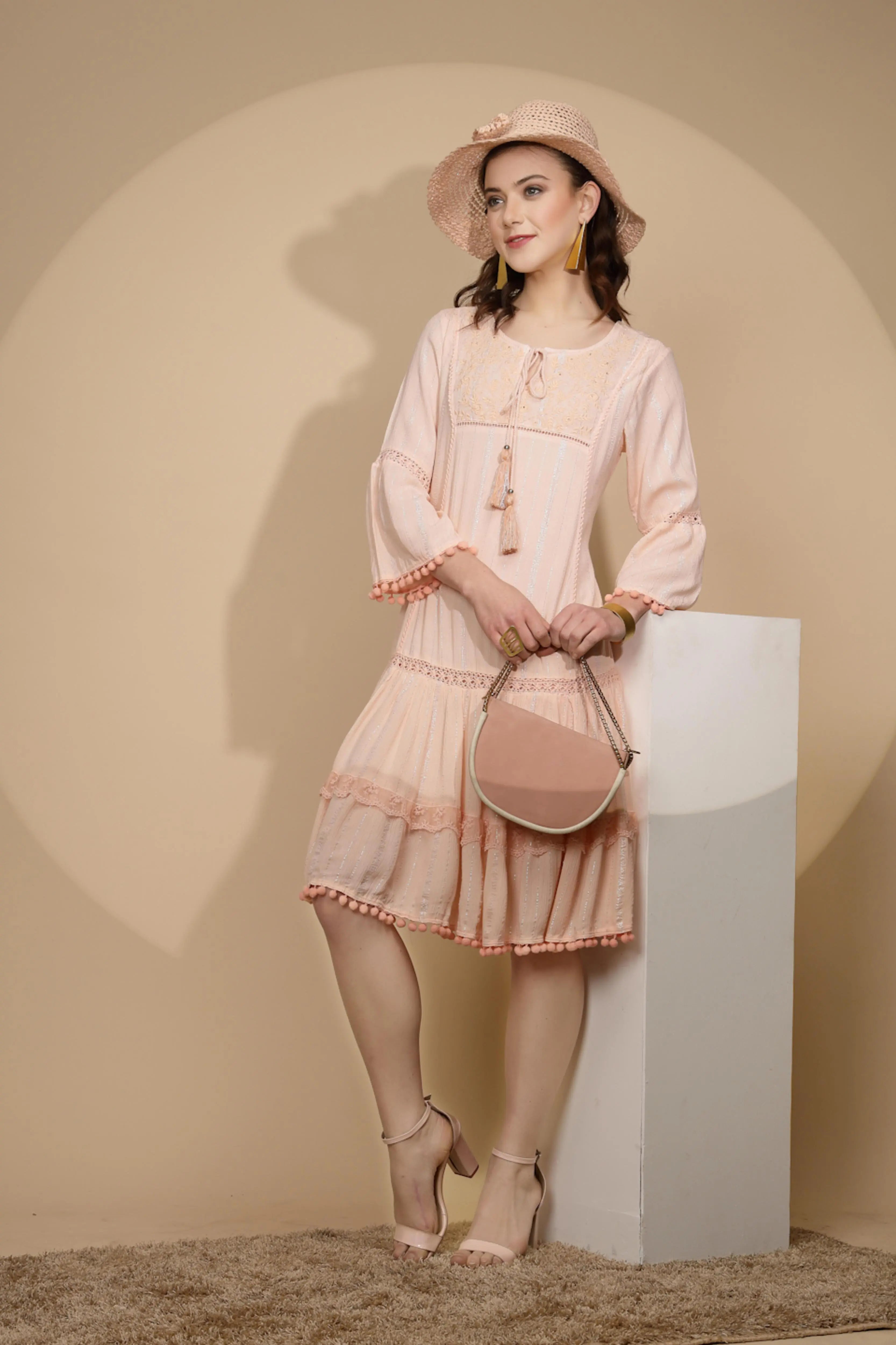 Peach Cotton Regular Fit Kurta - Global Republic