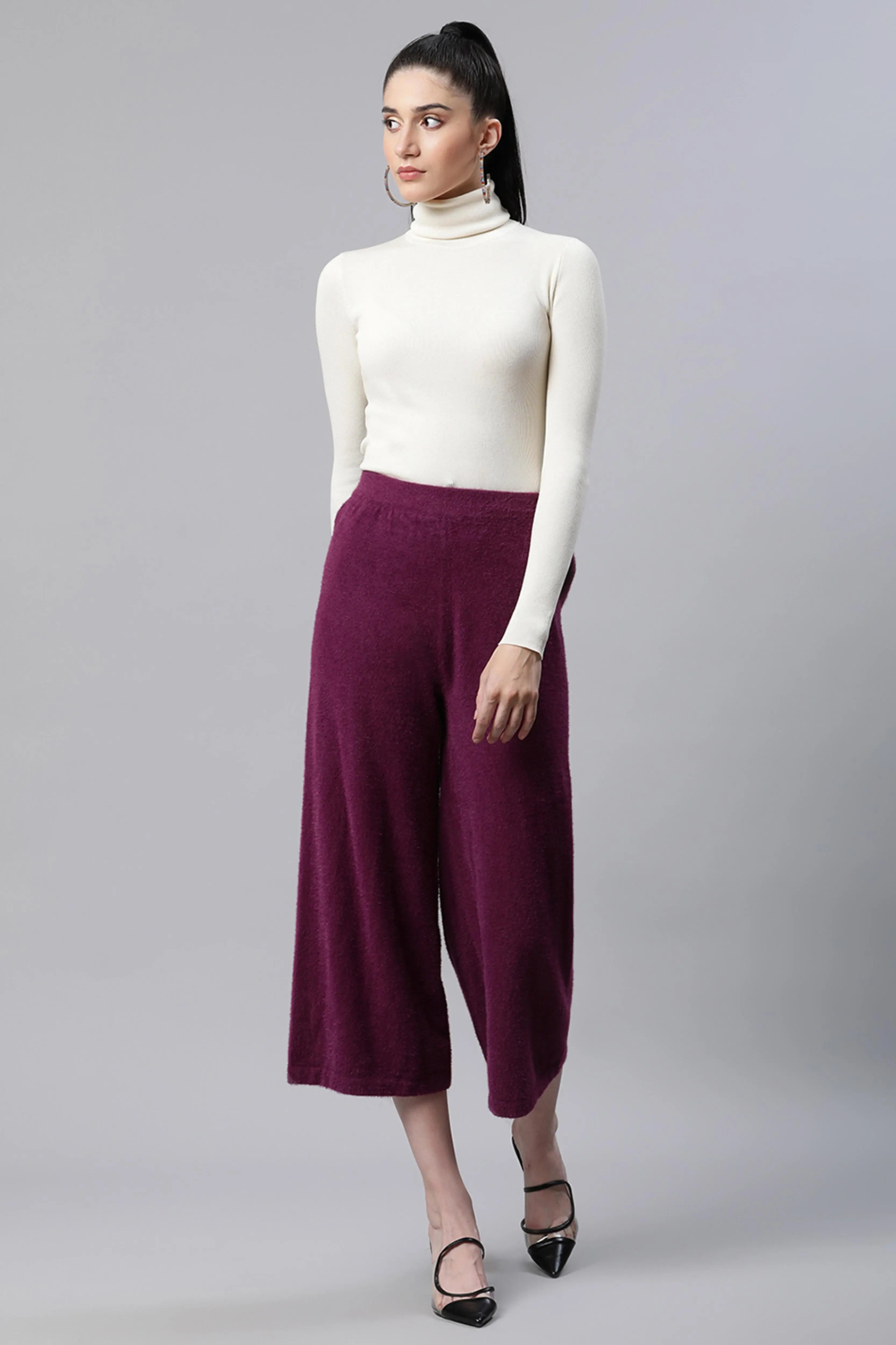 Plum Nylon Loose Fit Lower - Global Republic