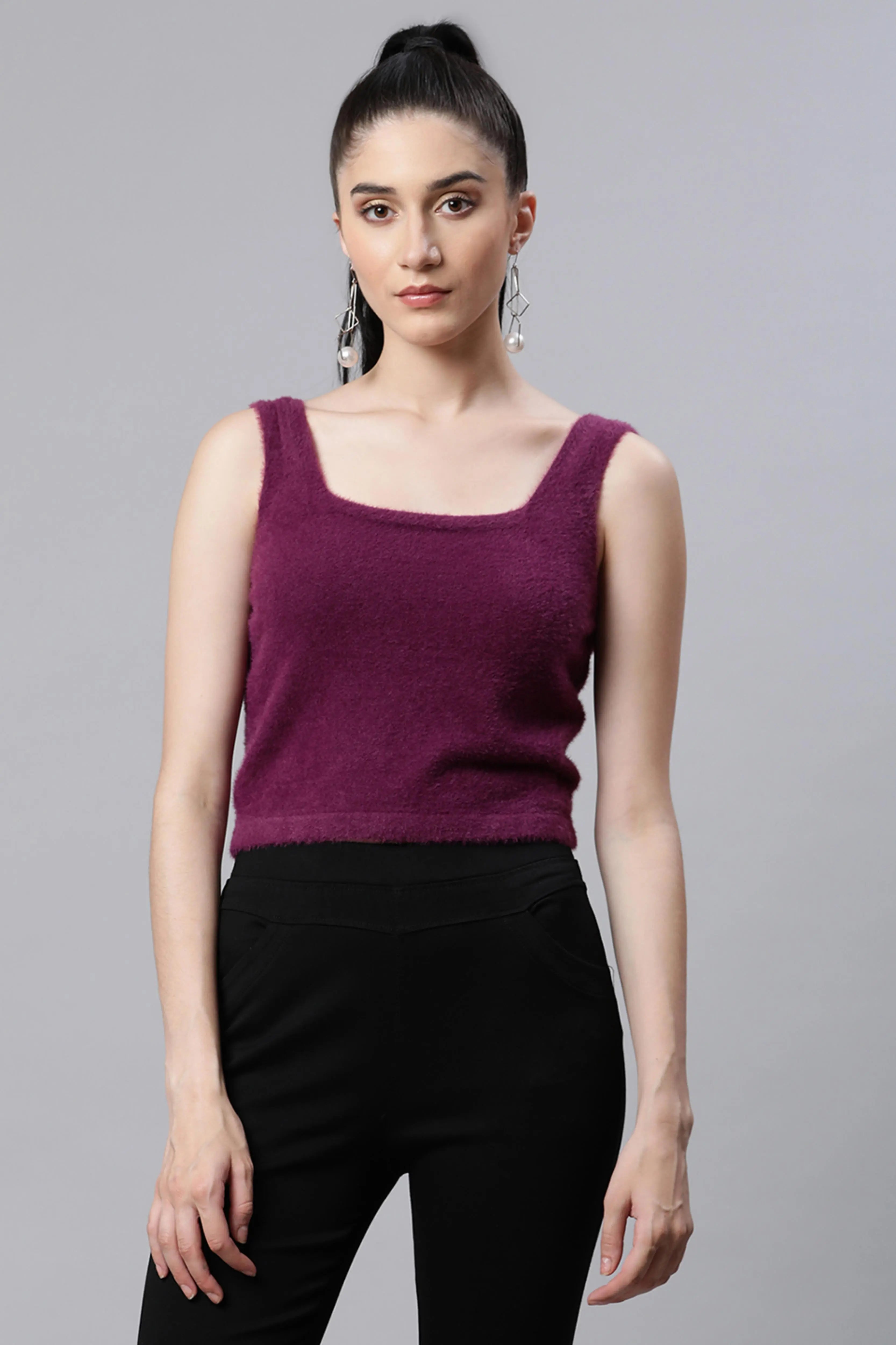 Pile knit Plum 