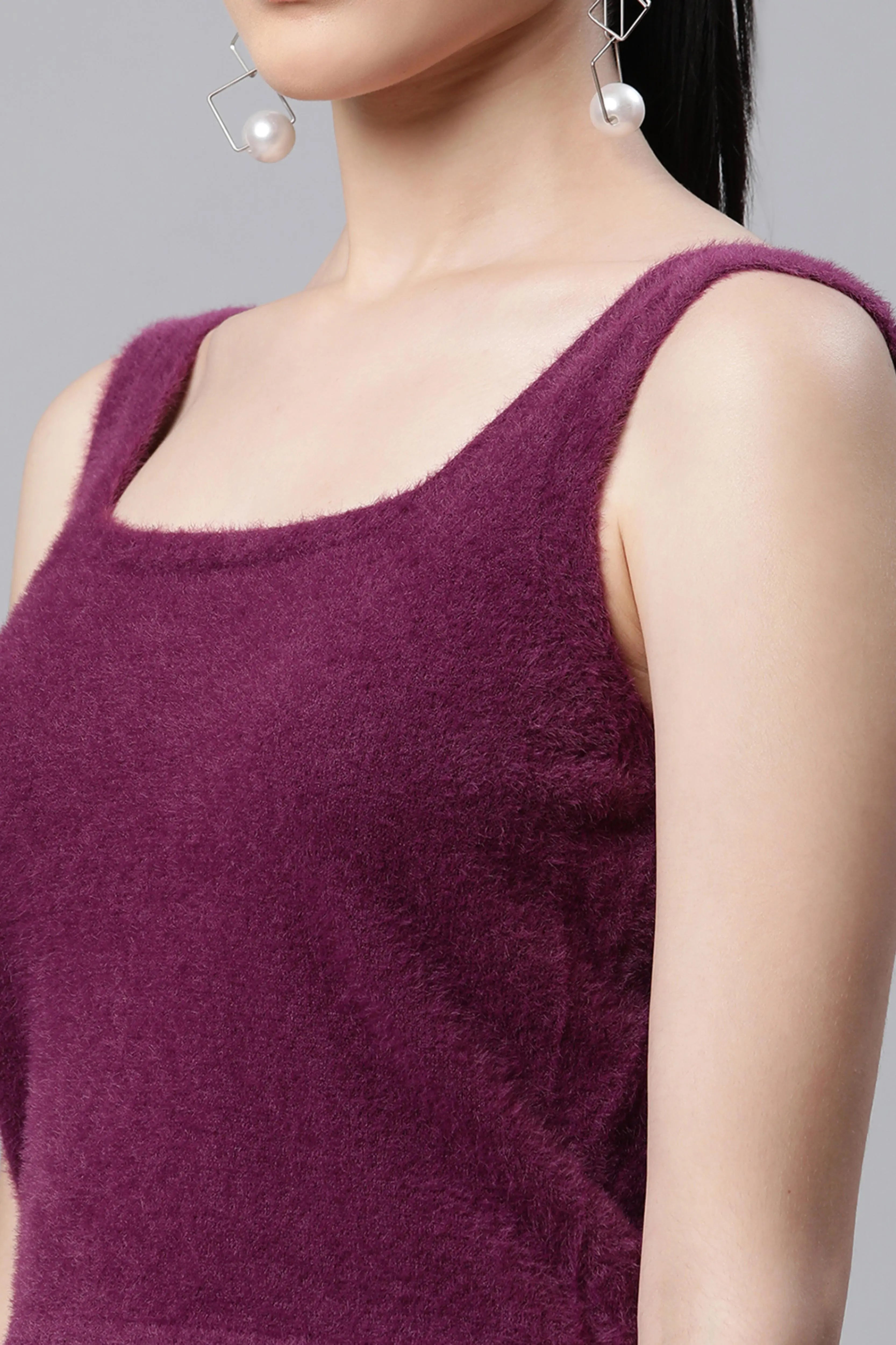 Pile knit Plum Pile knit Slim Fit Casual Pullover - Global Republic