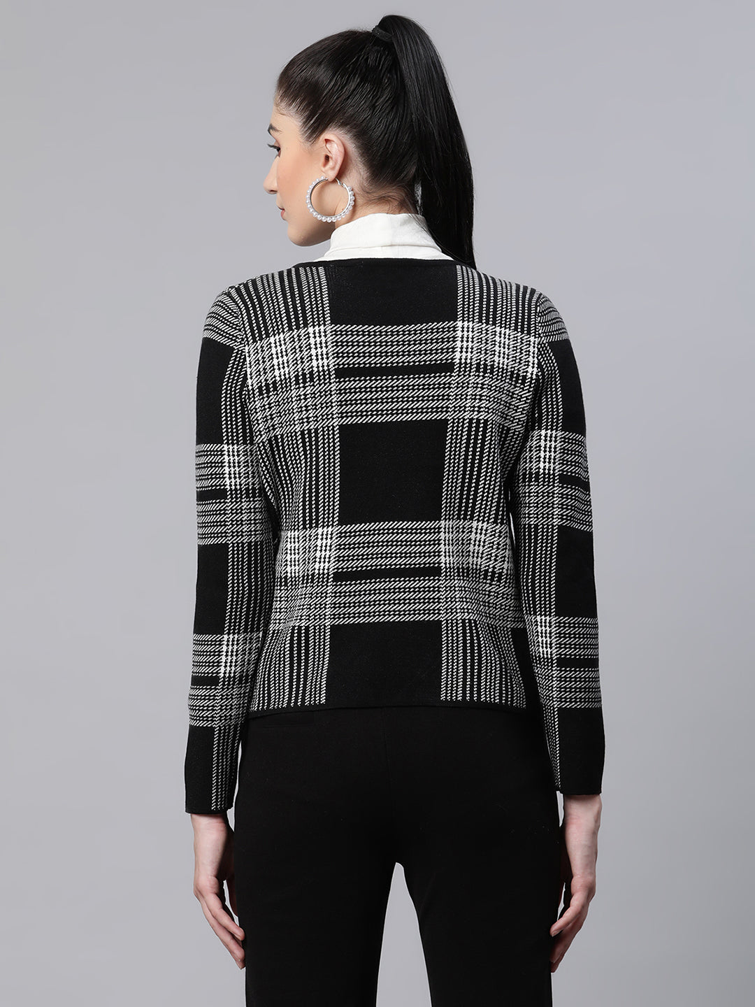 Women Checkered Black