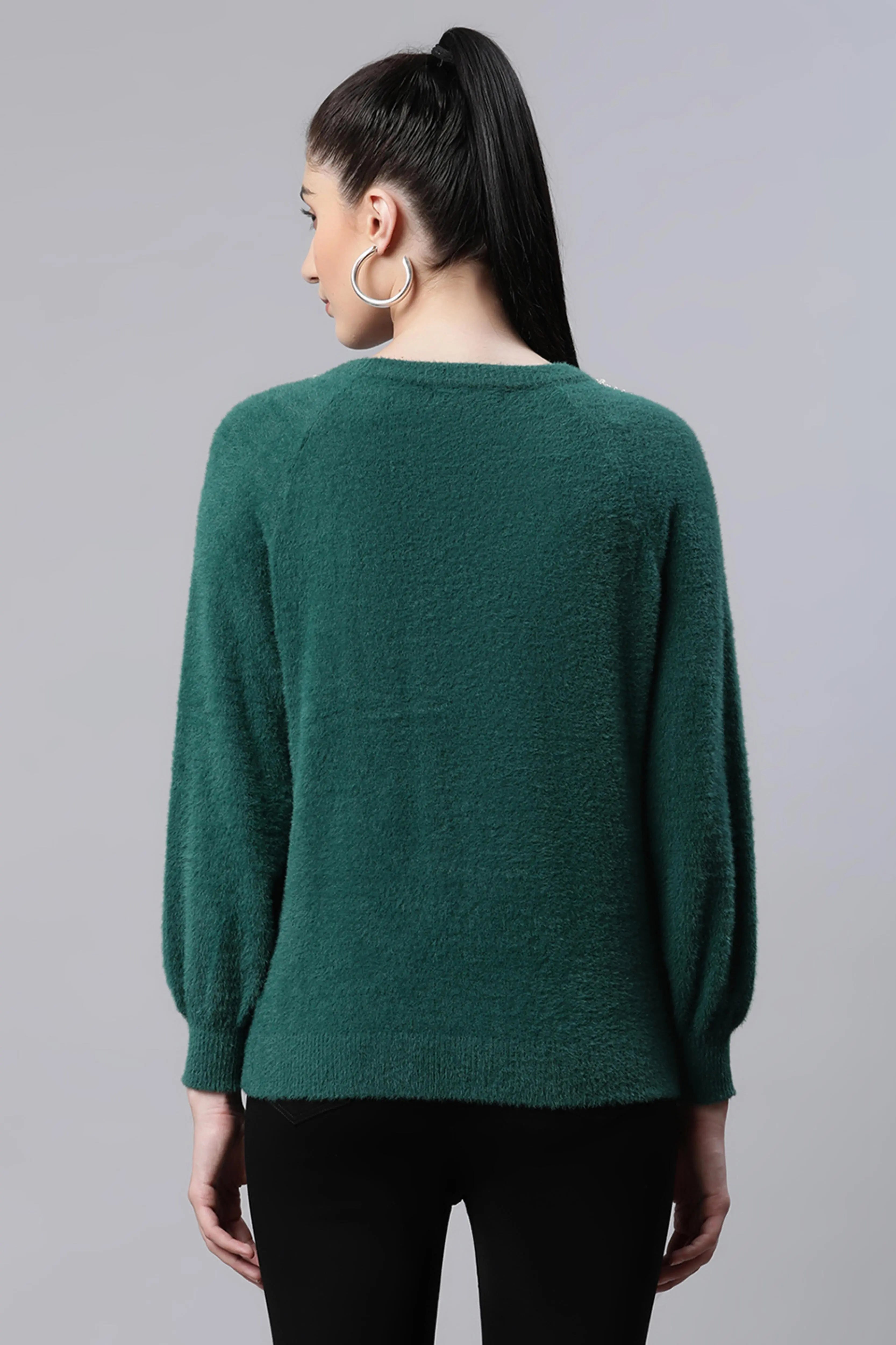  Woolen Loose Fit Casual  With  Green