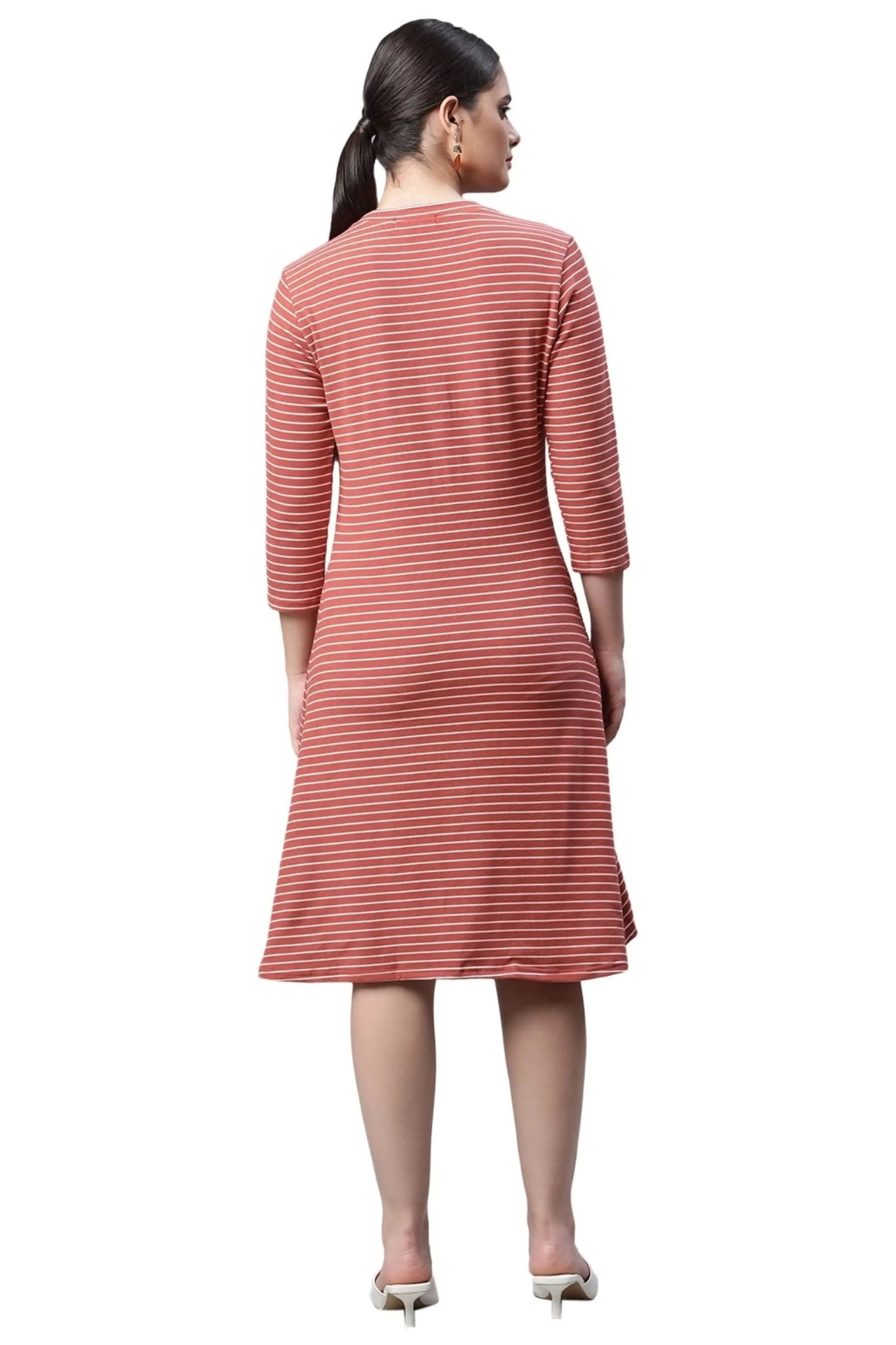 Orange & White Striped Hosiery Dress