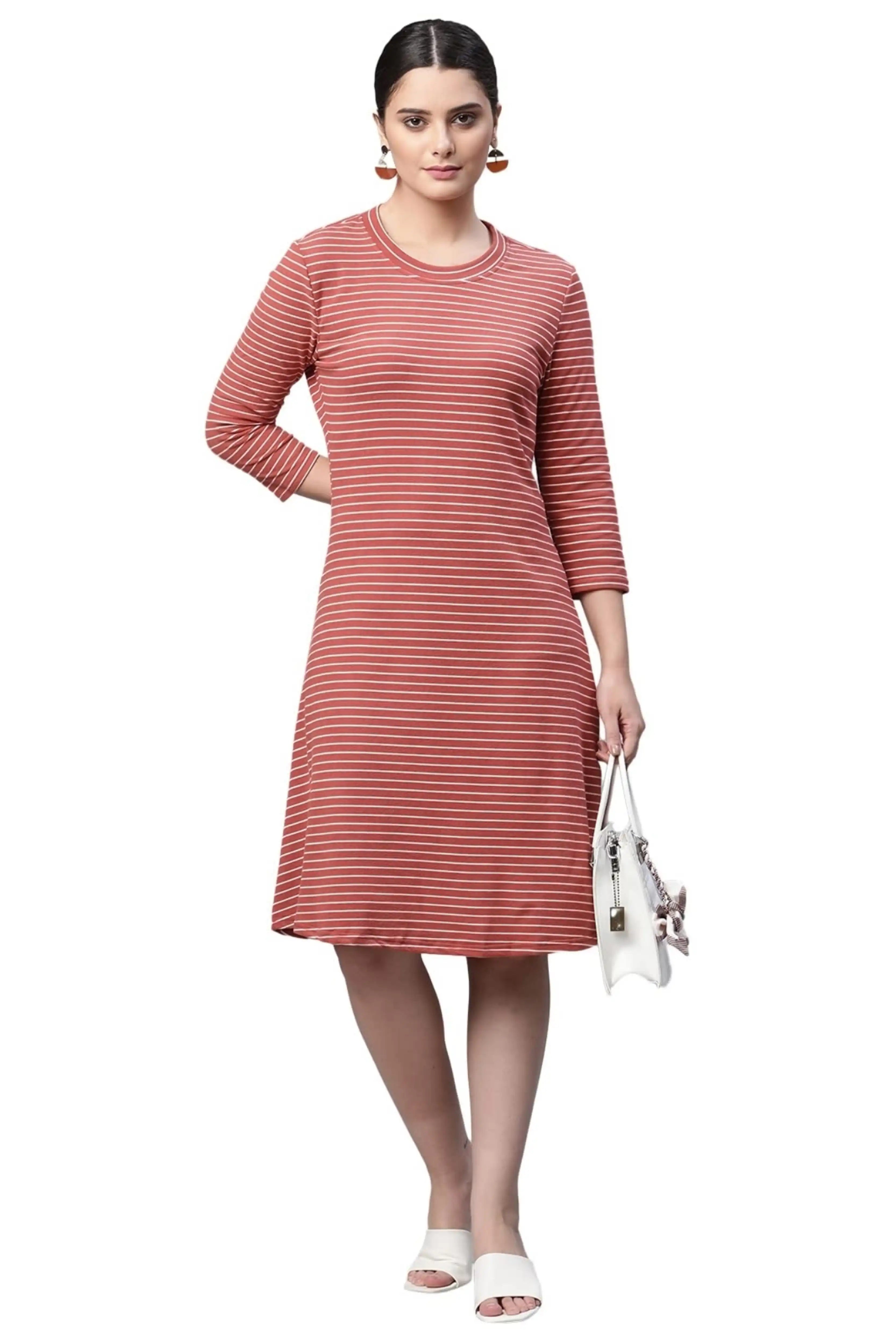 Orange & White Striped Hosiery Dress