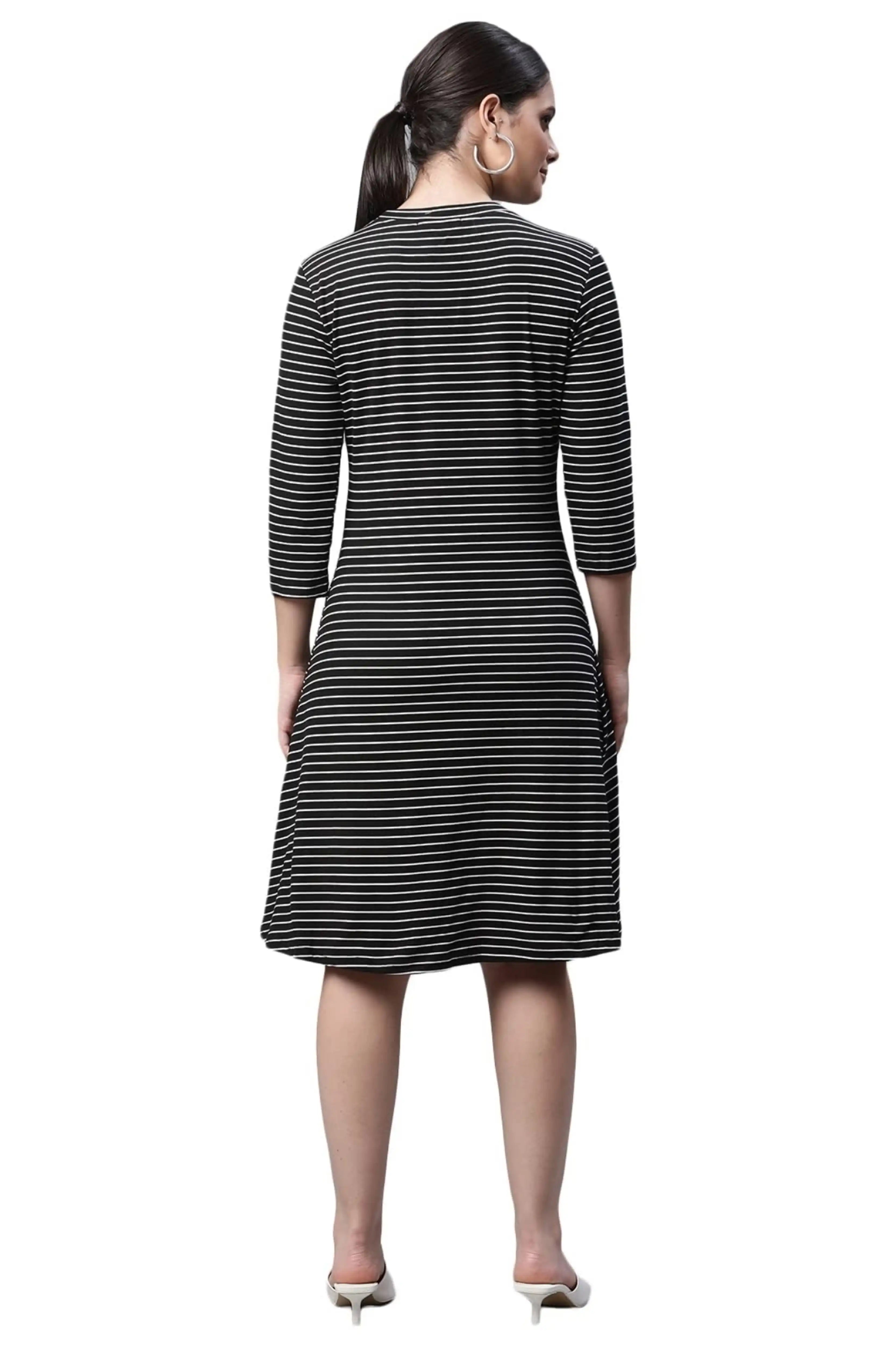 Black & White Striped Hosiery Dress