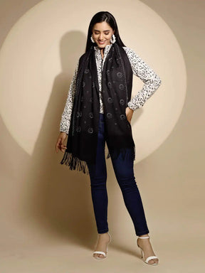 Black Printed  Stole For Girl's & Women