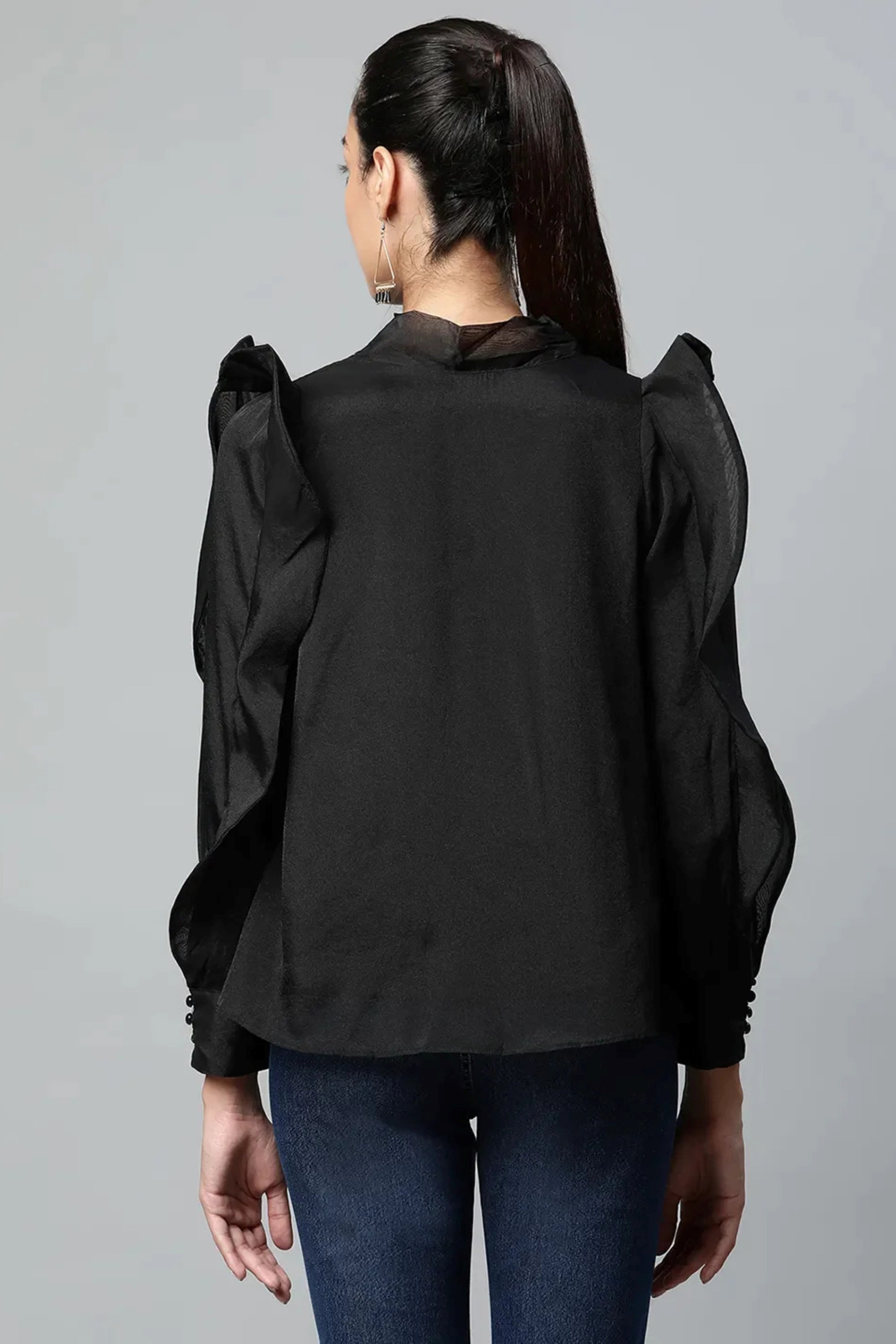 Keyhole Neck Blouson Top