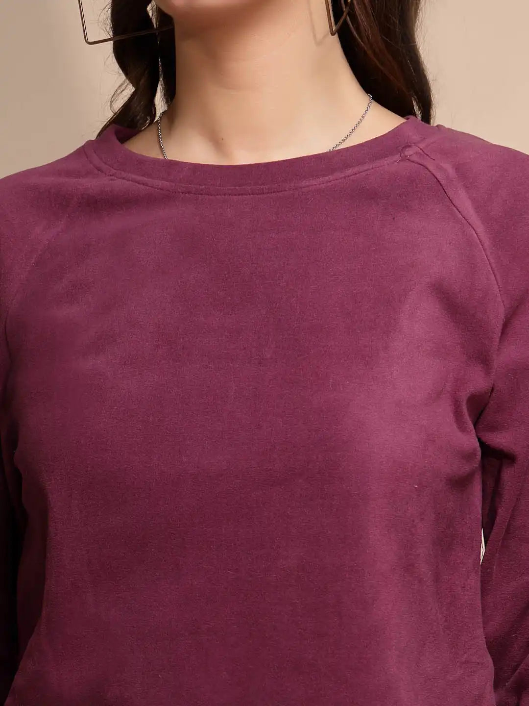 Maroon Round Neck Acrylic Night Suit - Global Republic