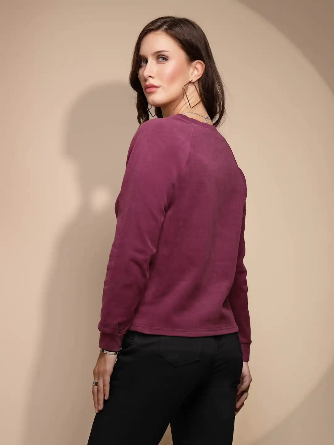 Maroon Round Neck Acrylic Night Suit - Global Republic
