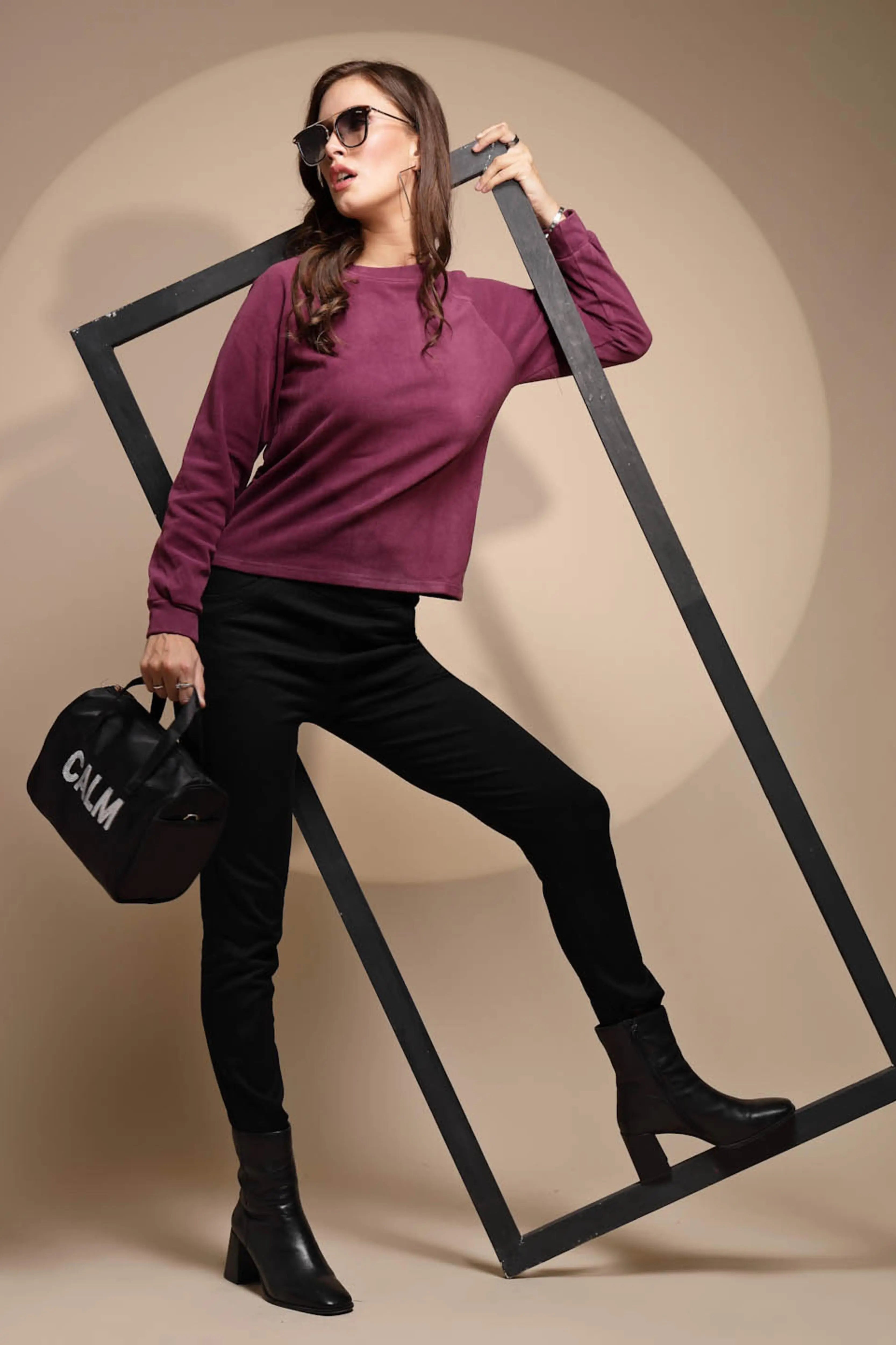 Maroon Round Neck Acrylic Night Suit - Global Republic