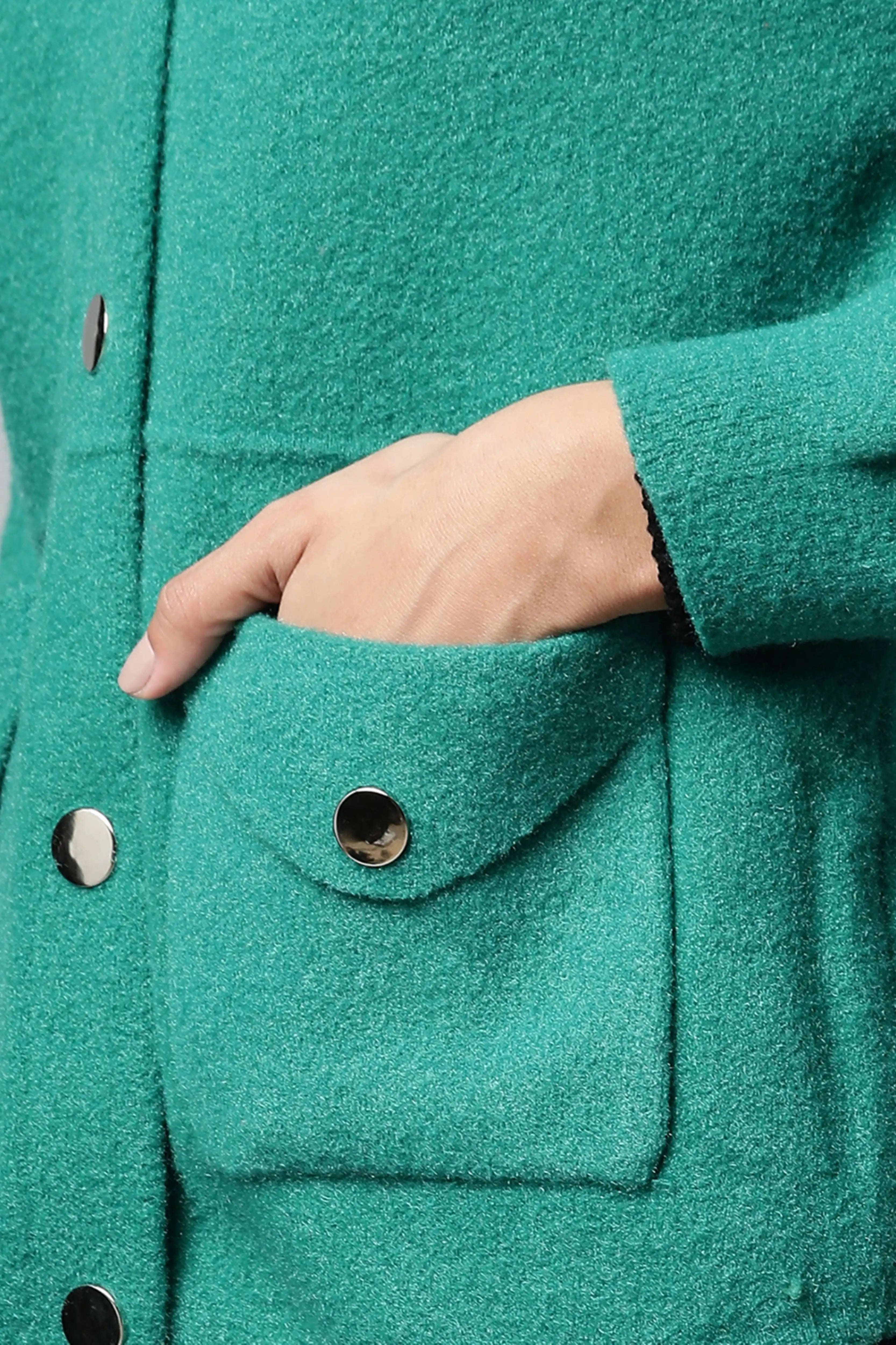 Green Hooded Zipper Jacket