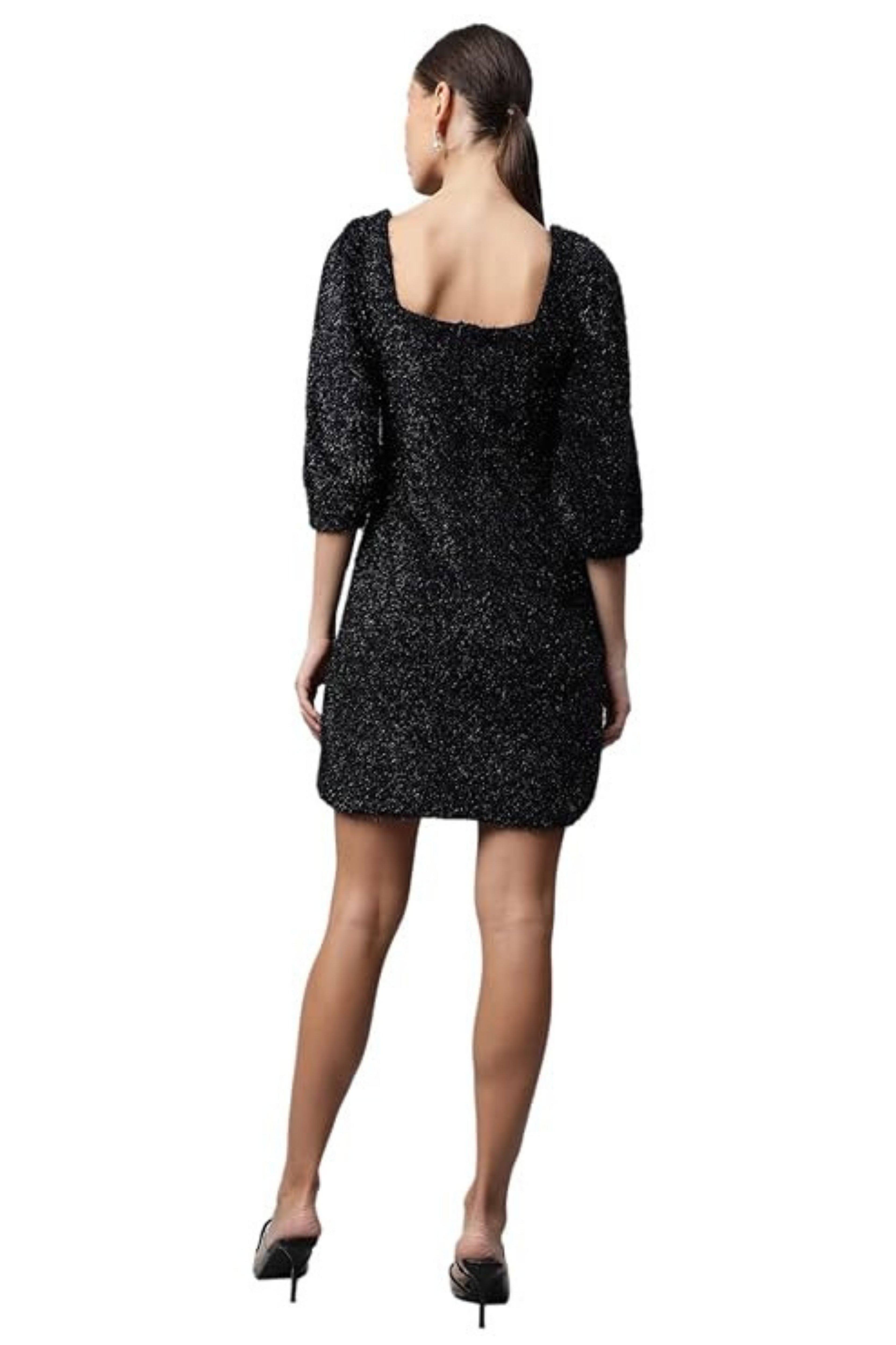 Navy Shimmery Sheath Party Dress