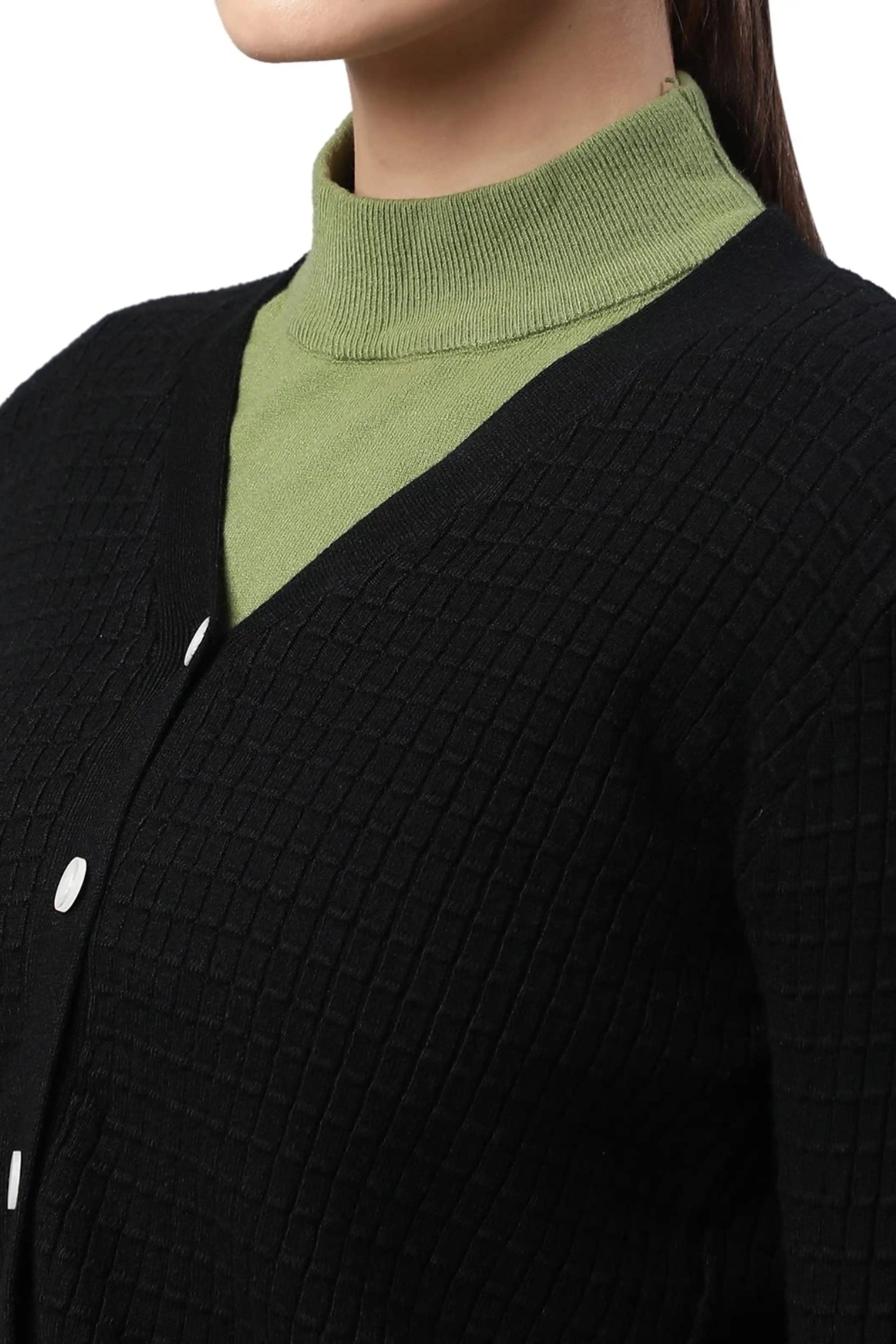 Black Jacquard Crop Cardigan