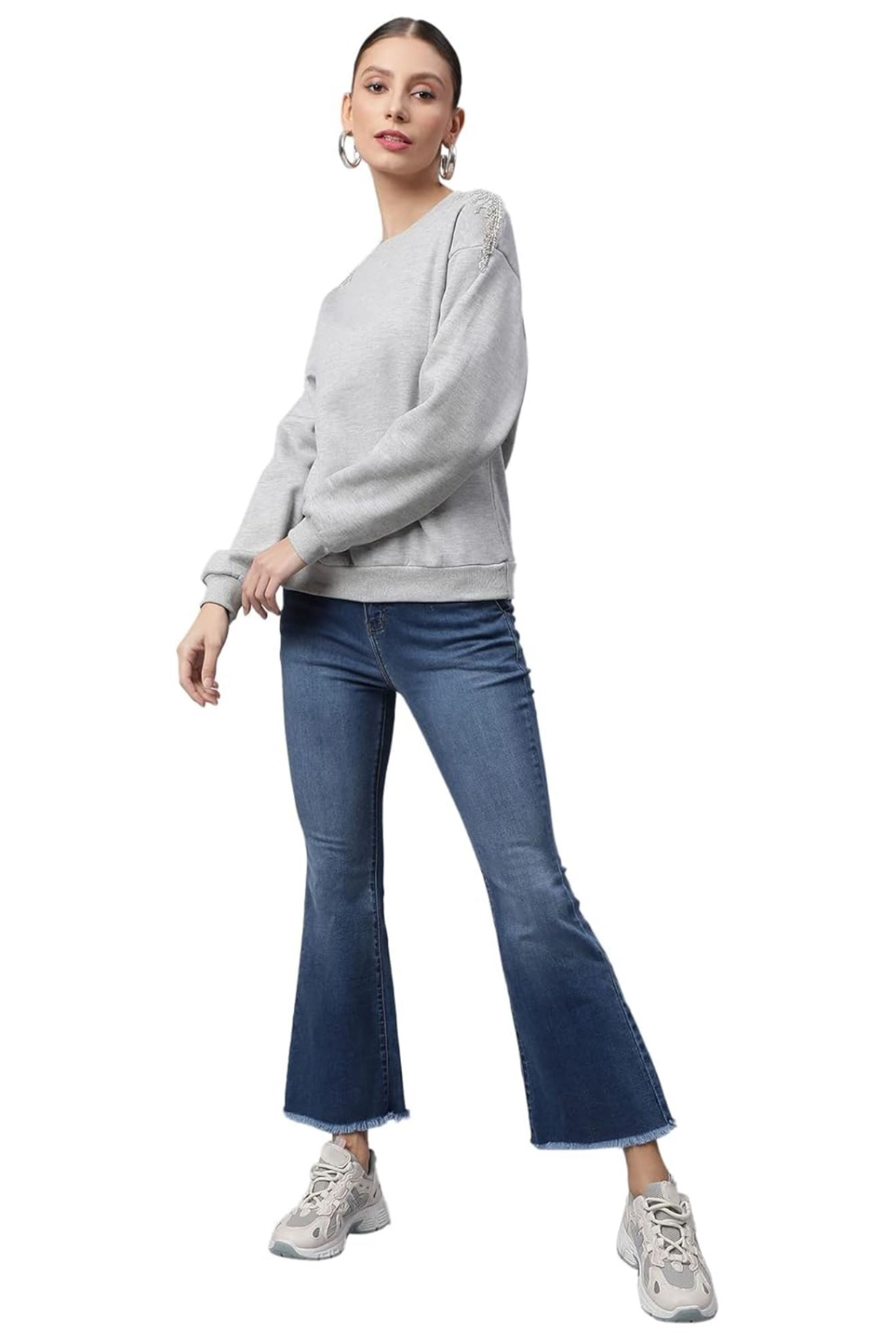 Grey Relaxed Fit Fleece Sweatshirt