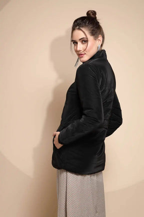 Black Solid Suede Jacket