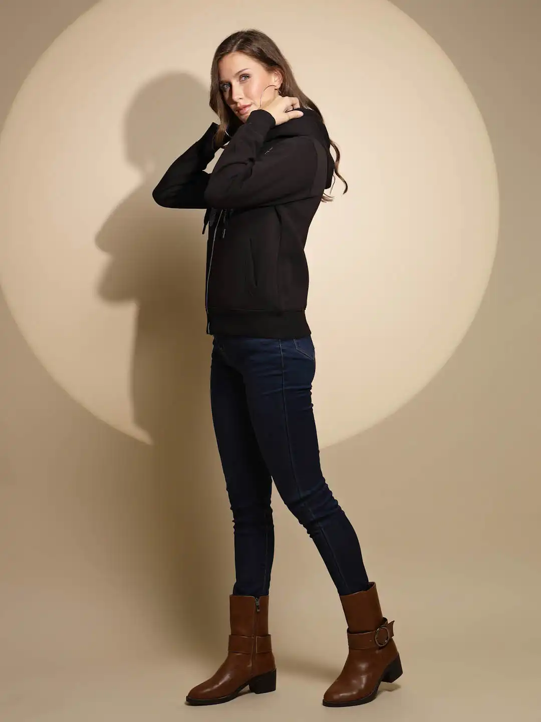 Black Embellished Hooded Sweatshirt