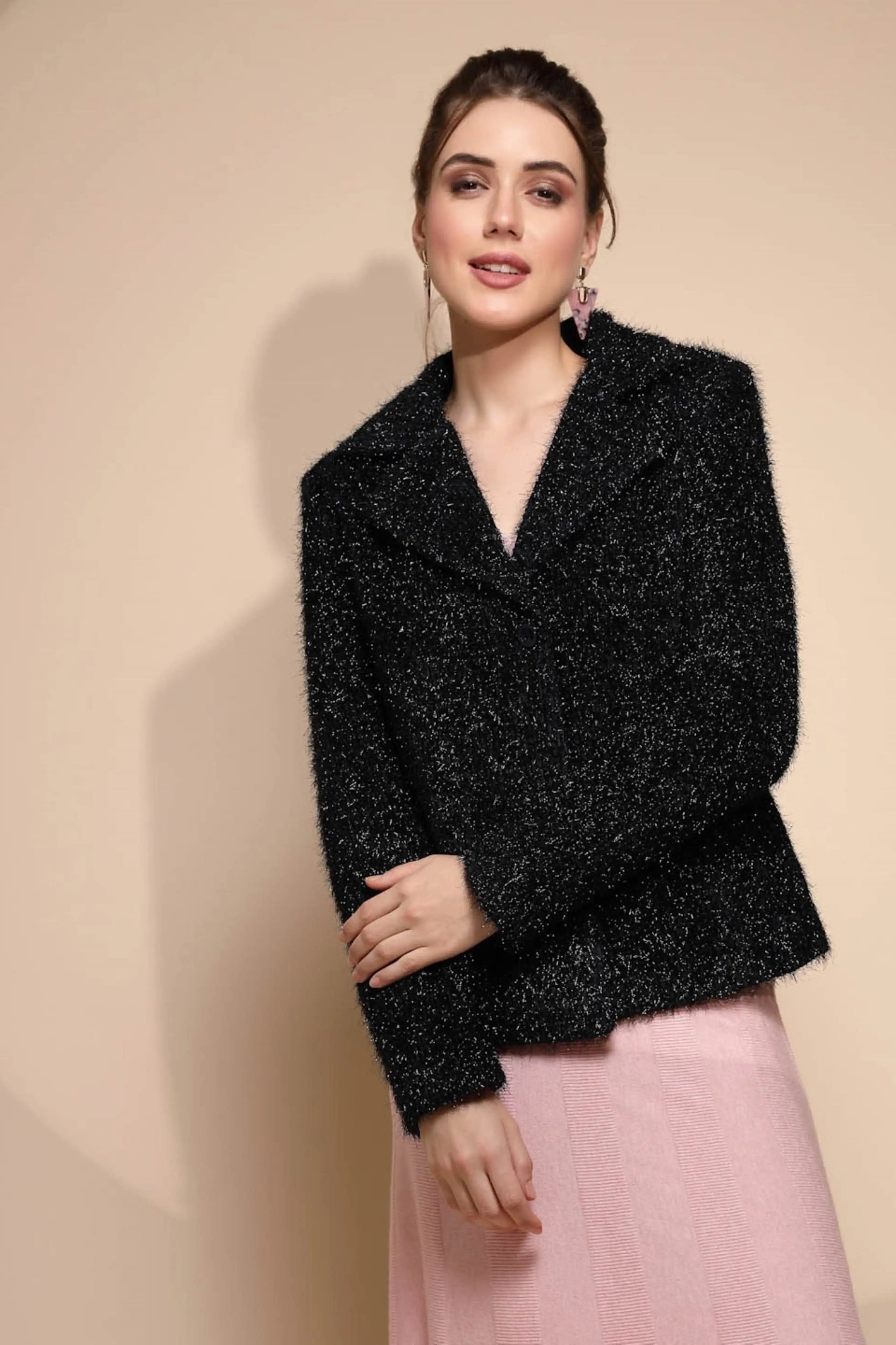 Women's Solid Collared Neck Blue Blazer