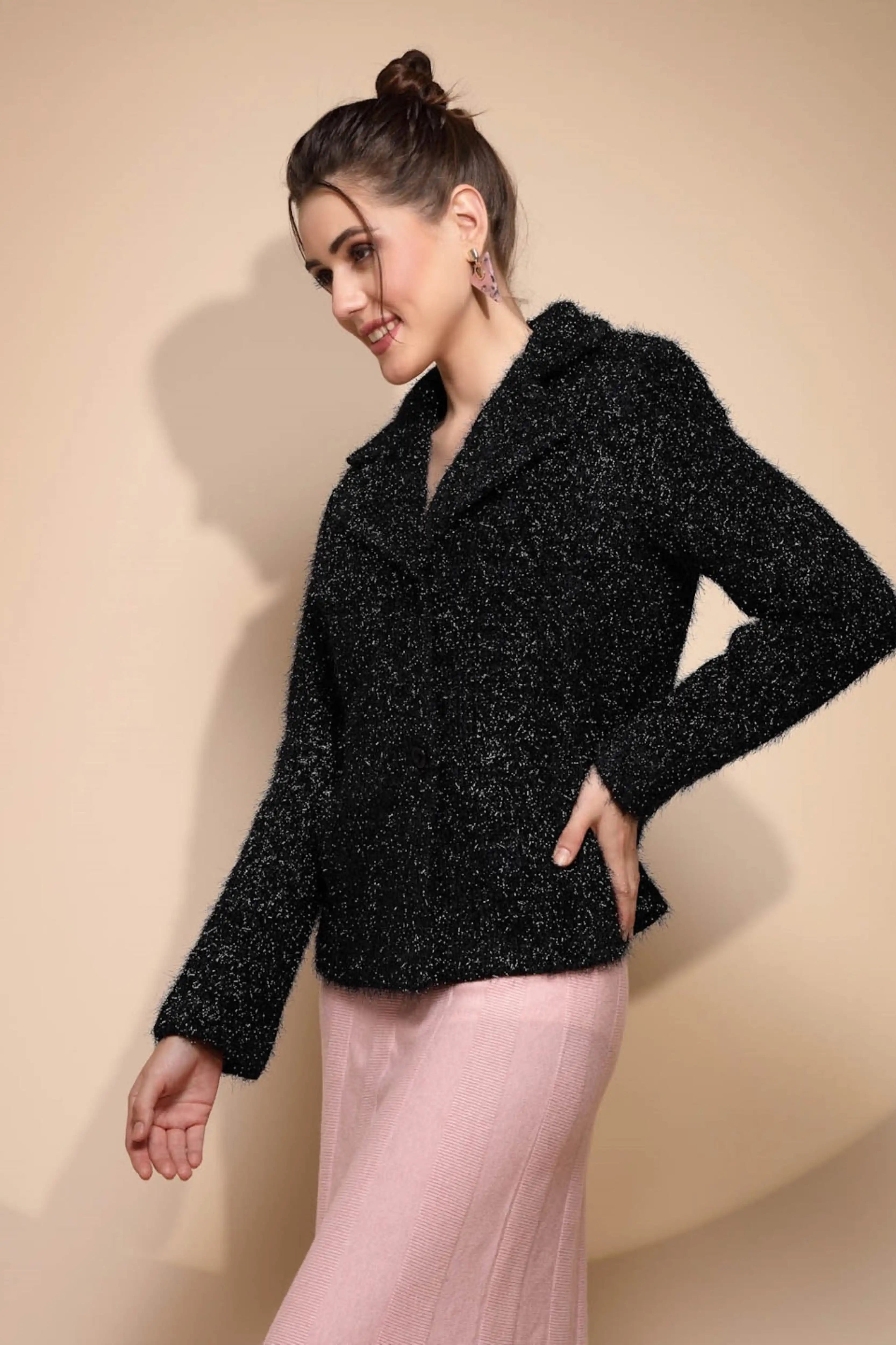 Women's Solid Collared Neck Blue Blazer