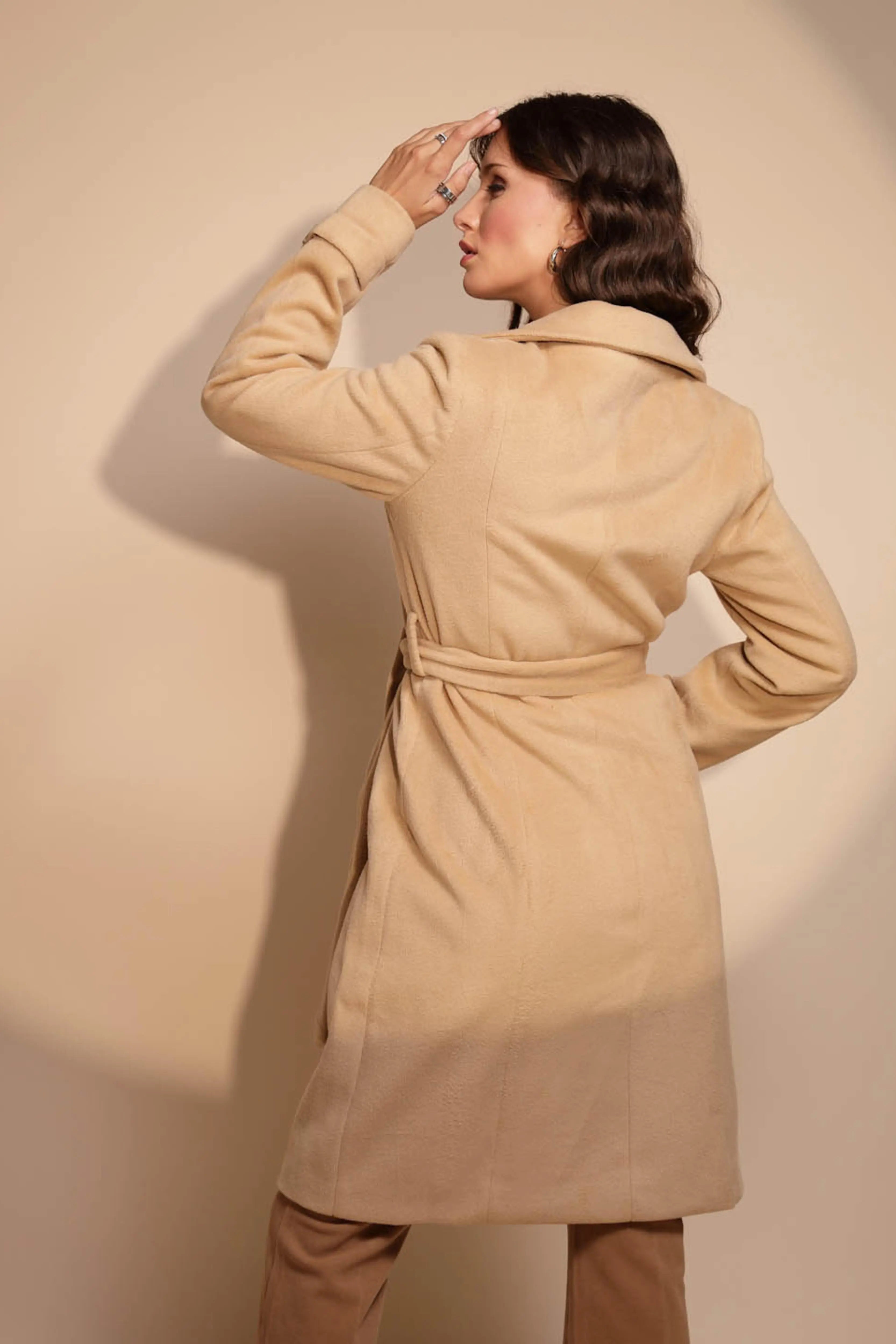 Brown Solid Tweed  Coat - Global Republic