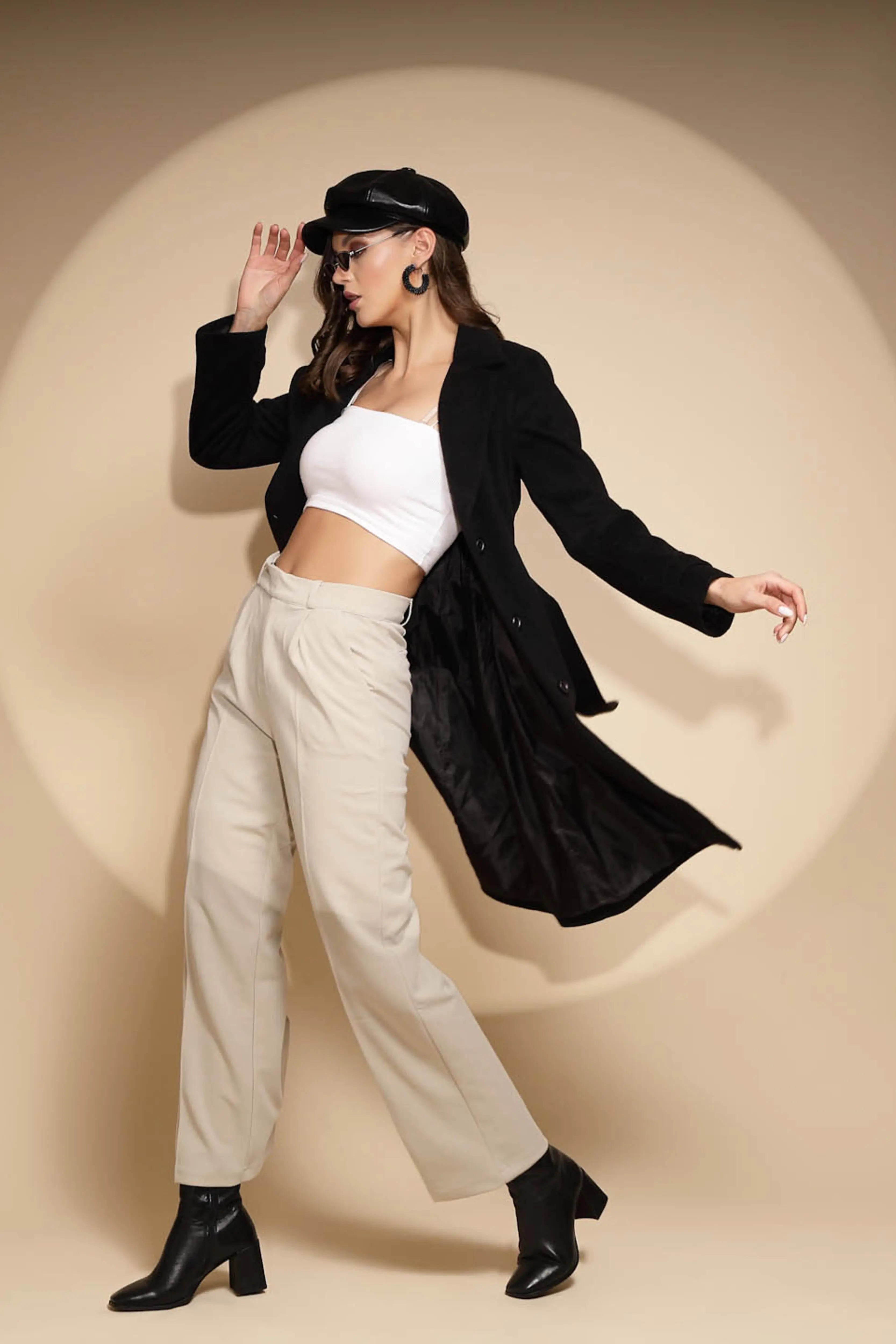 Solid Collared Neck Black Blazer - Global Republic