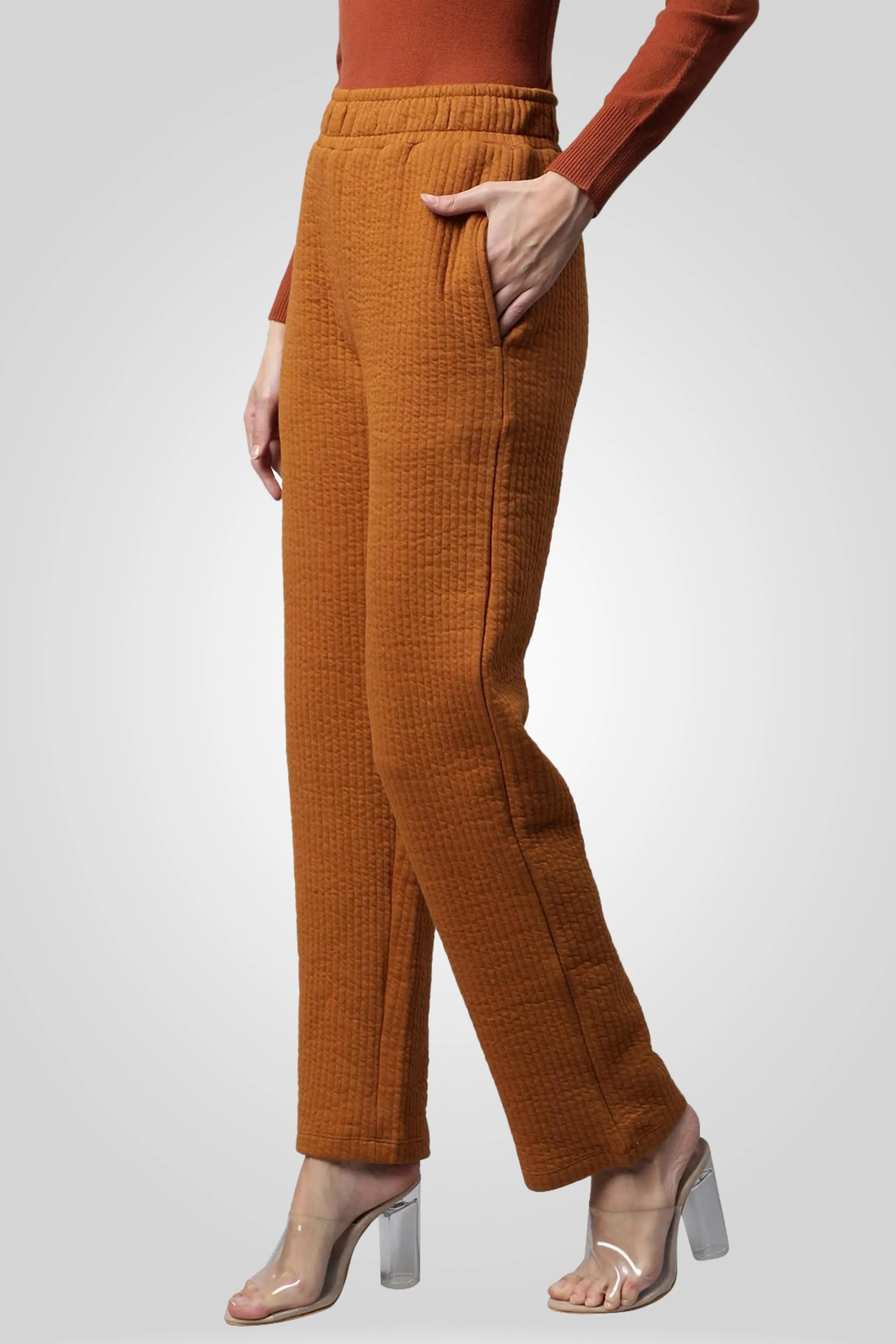 mustard rubber print straight leg lower