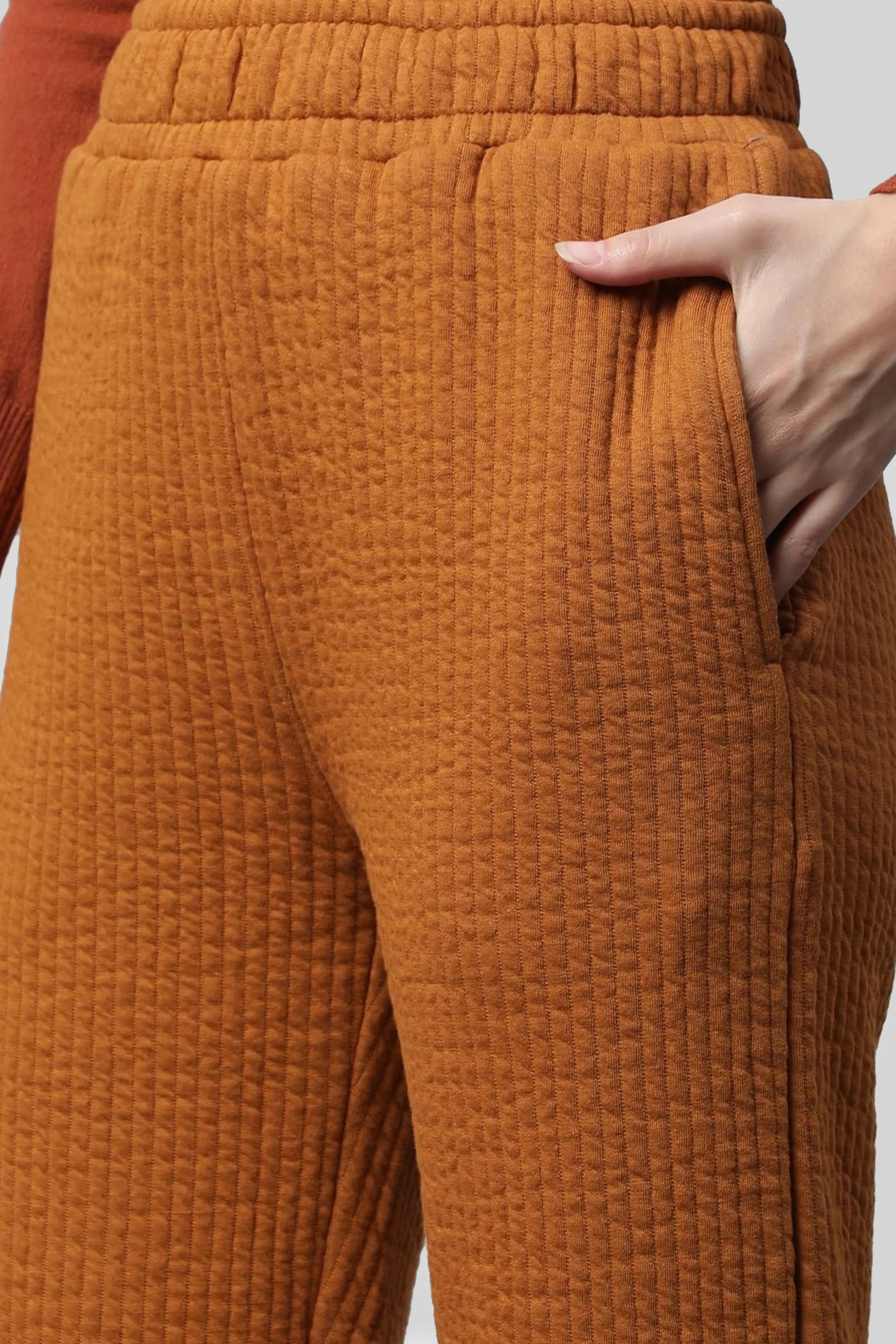 Mustard High Rise Slim-Fit Cotton Lower