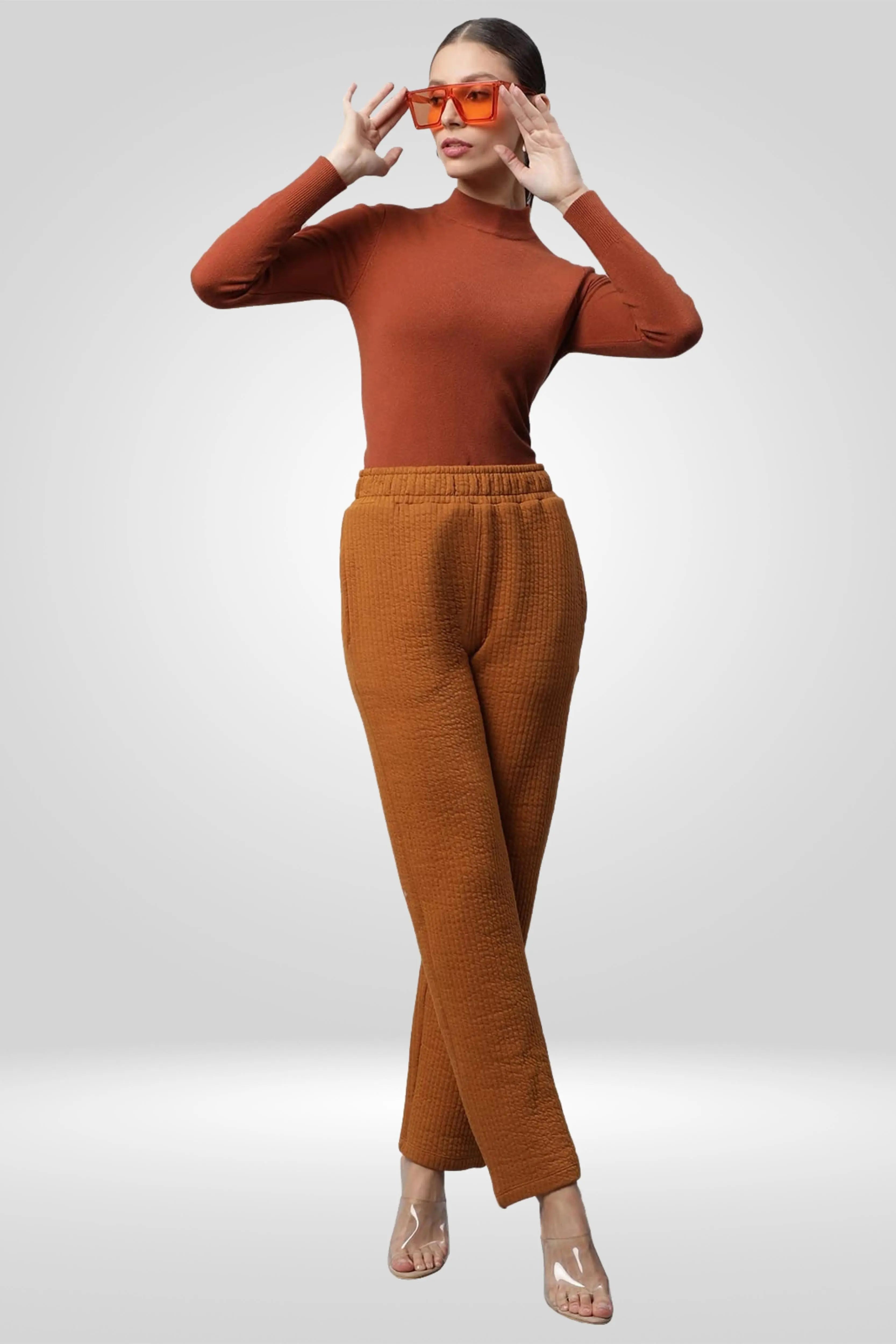 Mustard High Rise Slim-Fit Cotton Lower