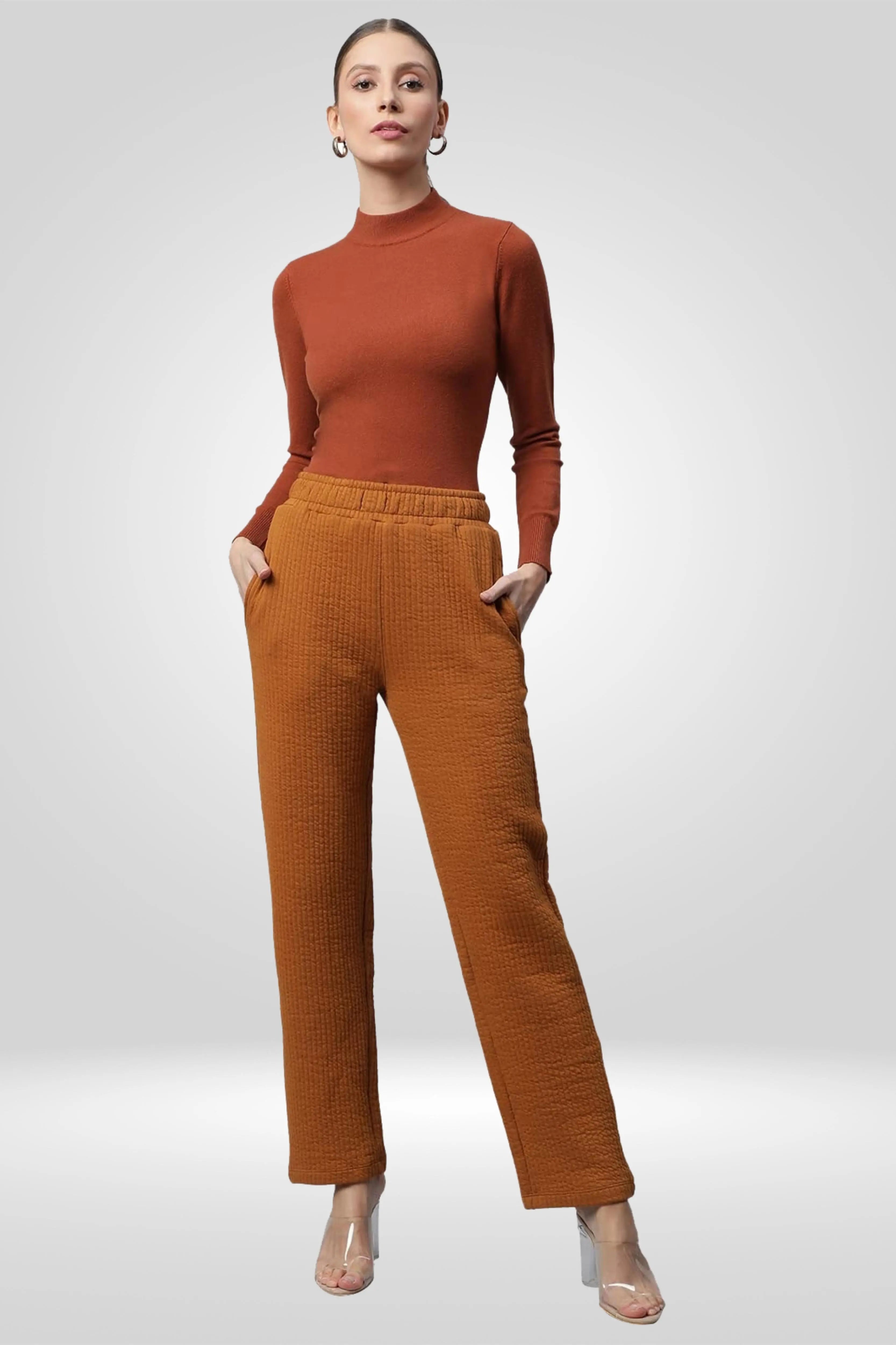 Mustard High Rise Slim-Fit Cotton Lower