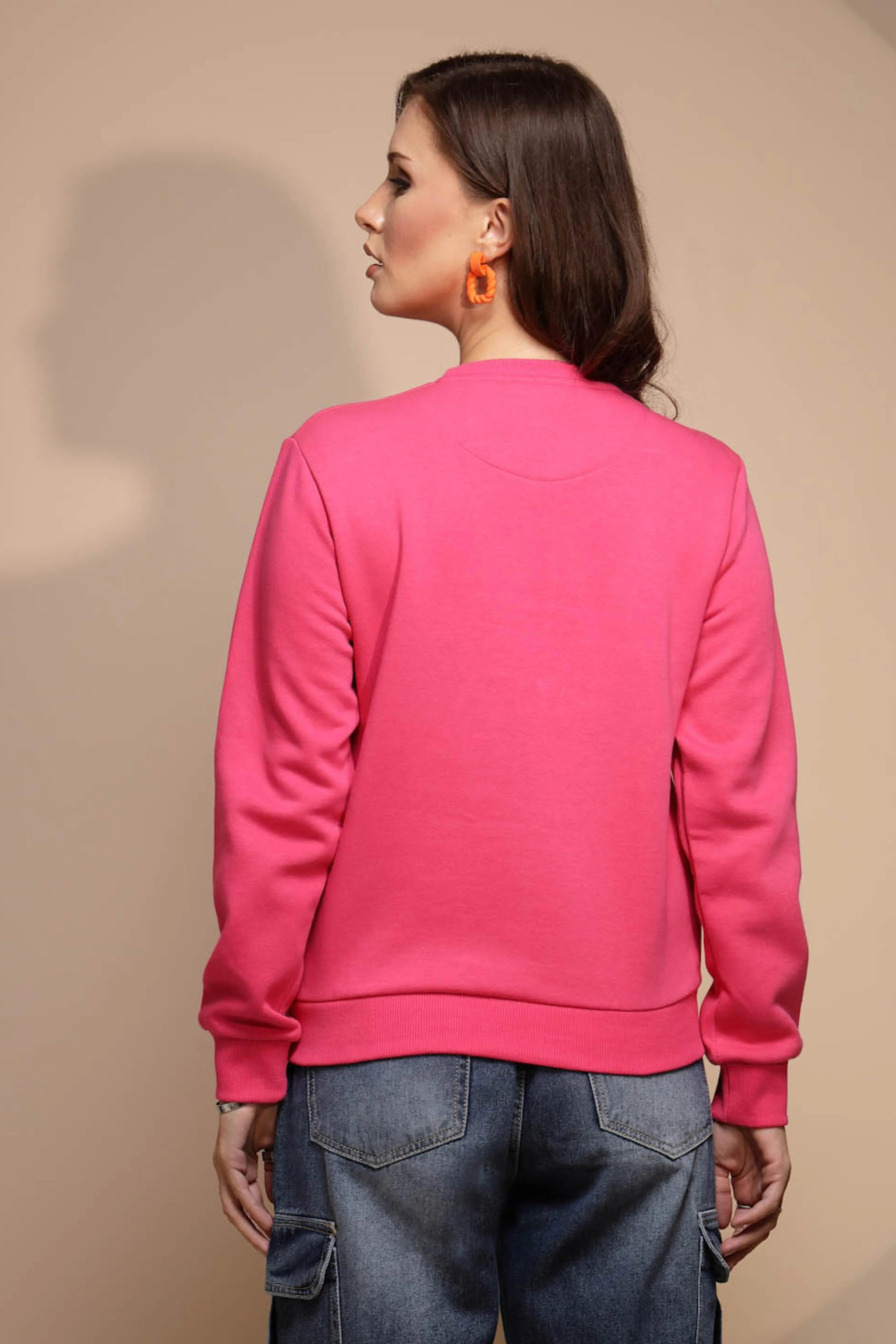 Pink Round Neck Hosiery Sweatshirt - Global Republic