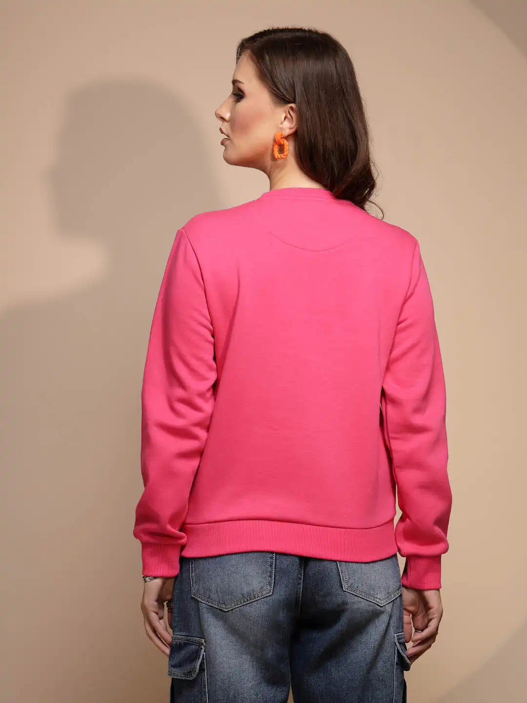 Pink Round Neck Hosiery Sweatshirt - Global Republic