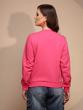 Pink Round Neck Hosiery Sweatshirt