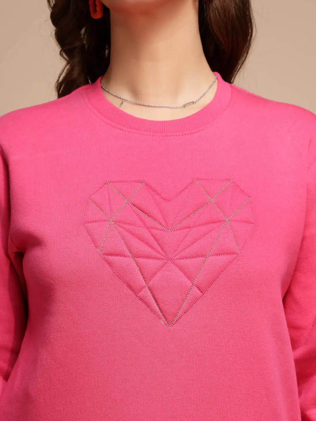 Pink Round Neck Hosiery Sweatshirt - Global Republic