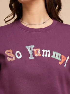 Maroon Round Neck Hosiery Sweatshirt