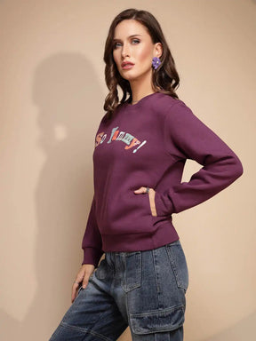 Maroon Round Neck Hosiery Sweatshirt
