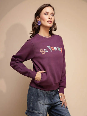 Maroon Round Neck Hosiery Sweatshirt