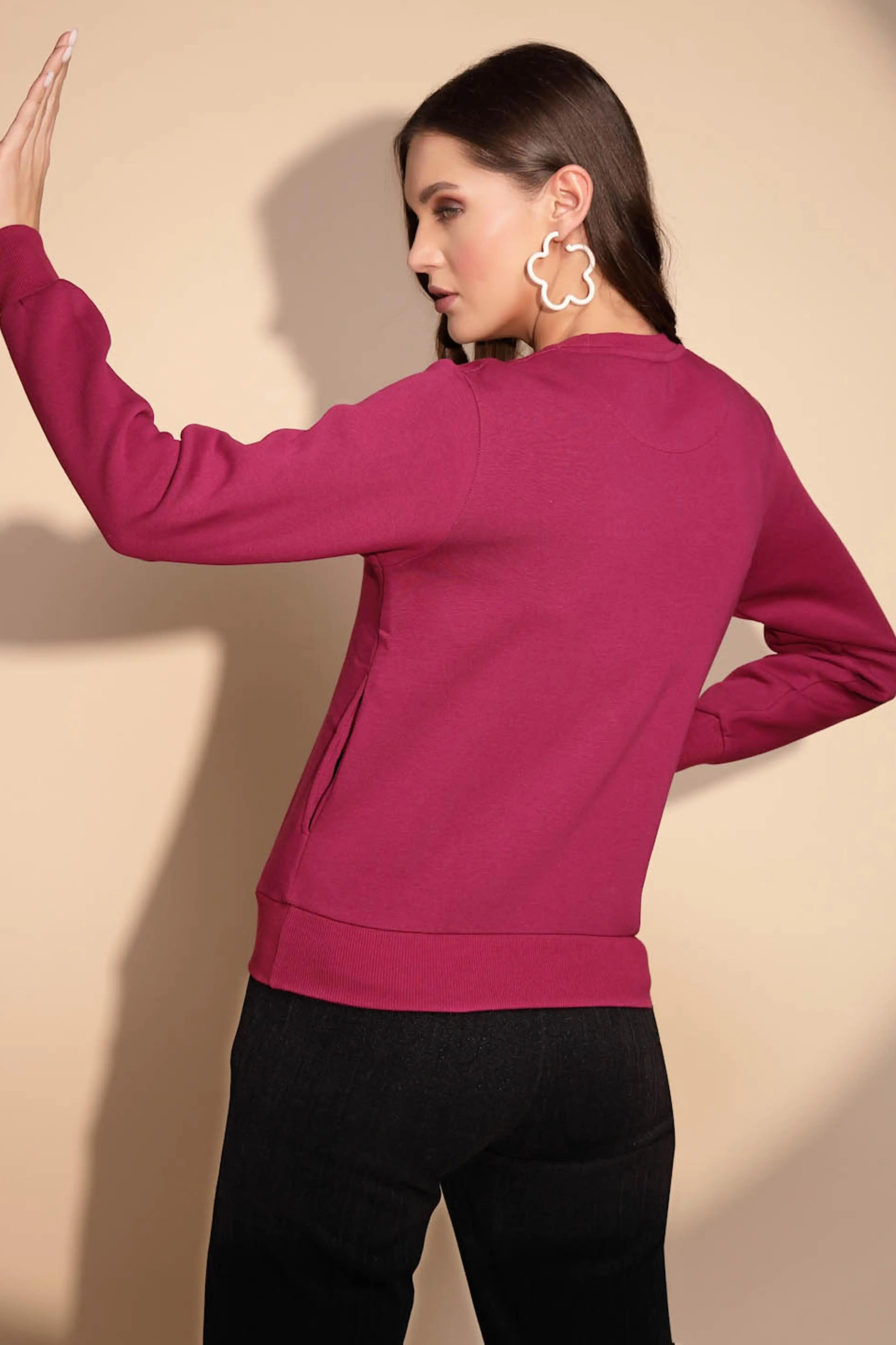 Purple Round Neck Hosiery Sweatshirt - Global Republic