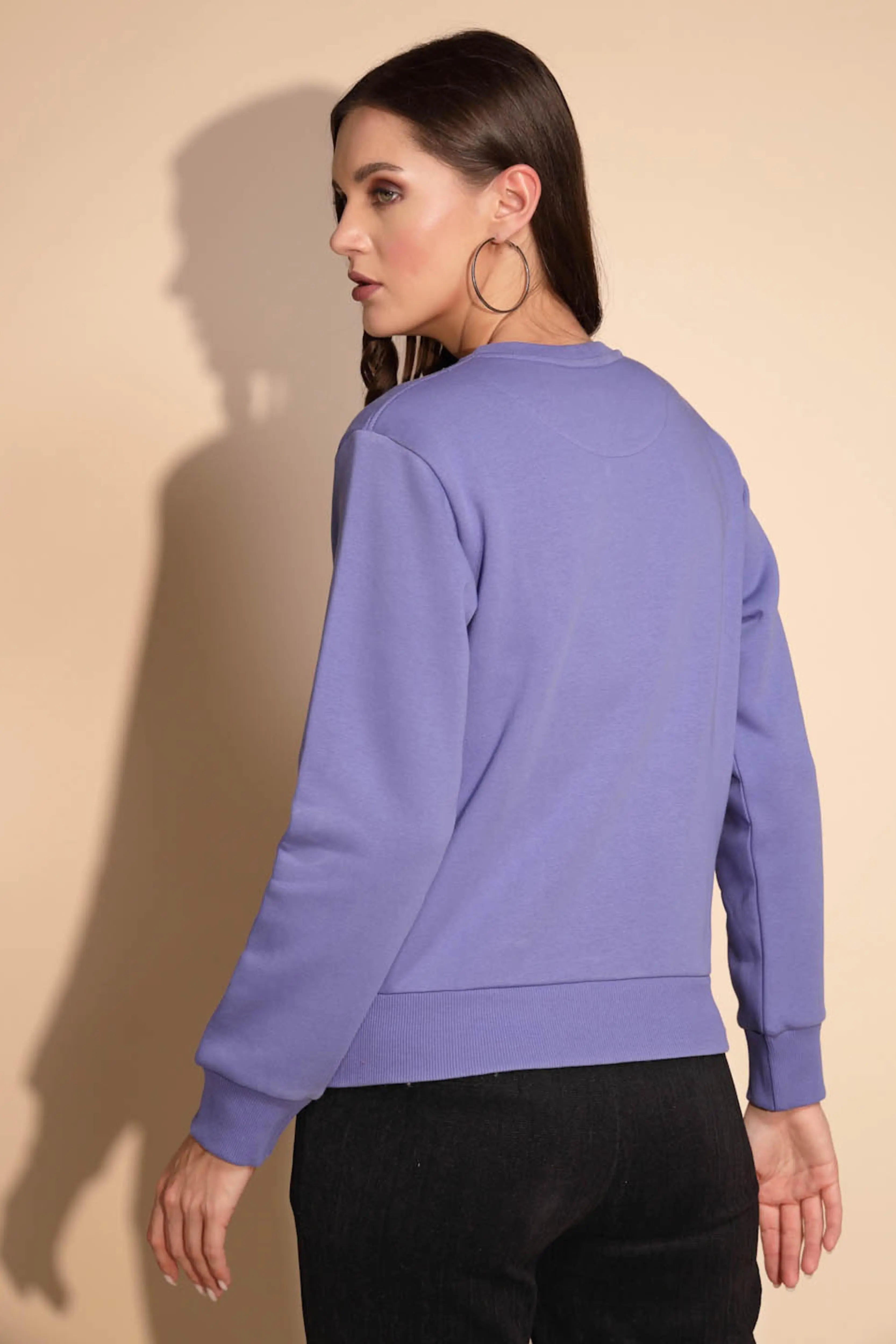 Blue Solid Hosiery Sweatshirt - Global Republic