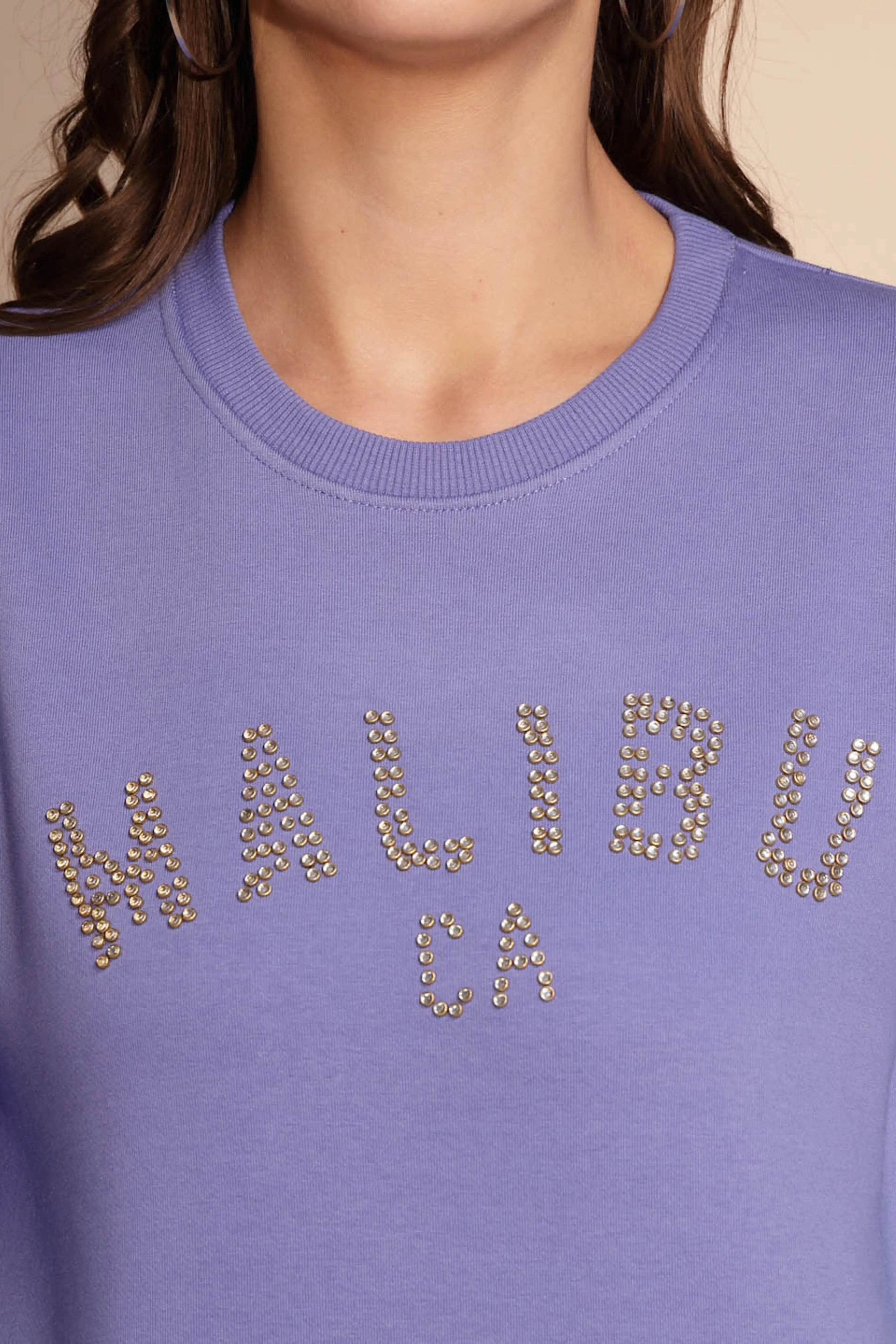 Blue Solid Hosiery Sweatshirt - Global Republic