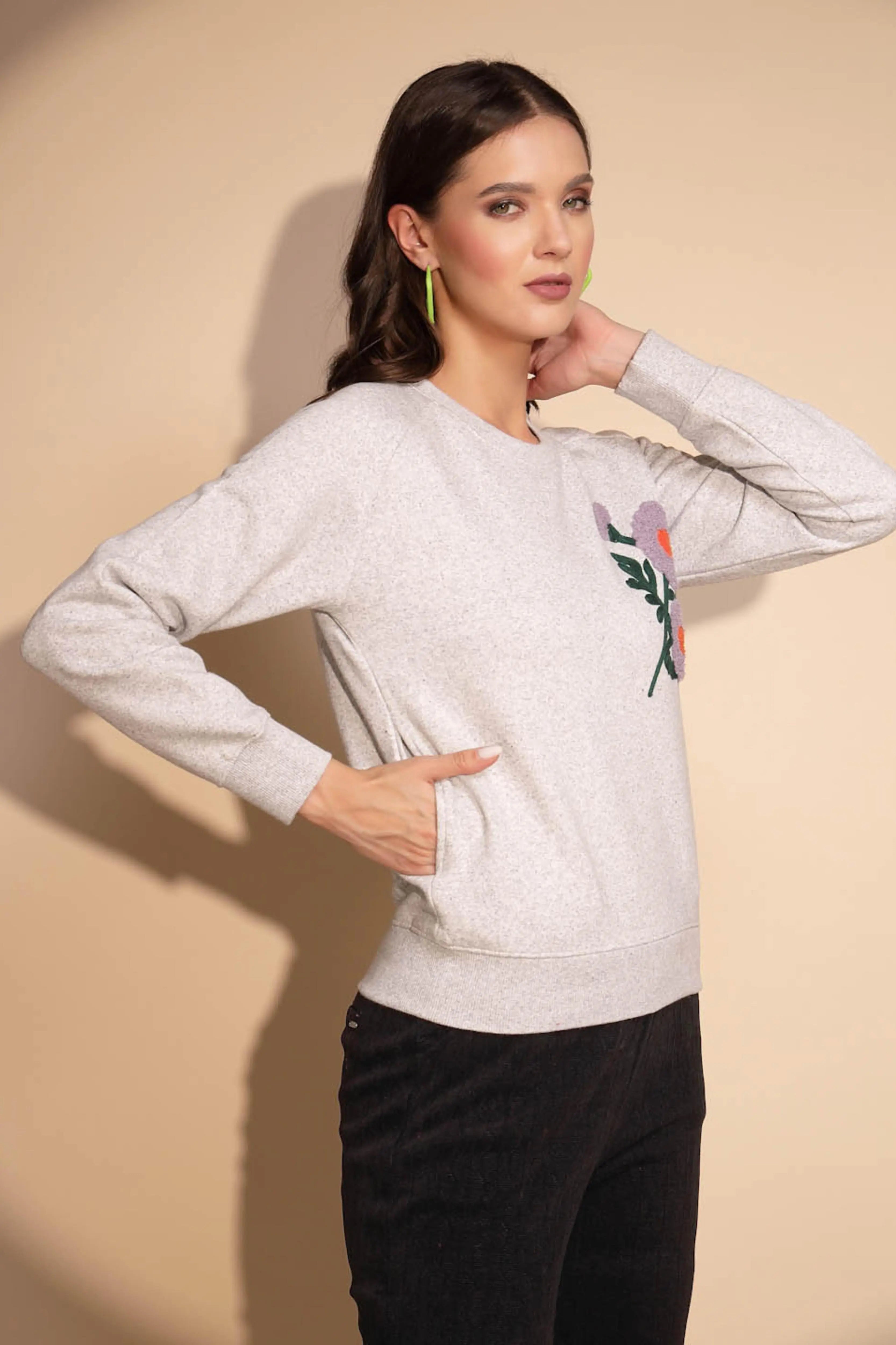 Grey Solid Hosiery Hooded Sweatshirt - Global Republic