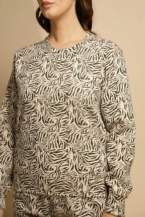 Green Printed Full Sleeve Hood Hosiery Sweatshirt