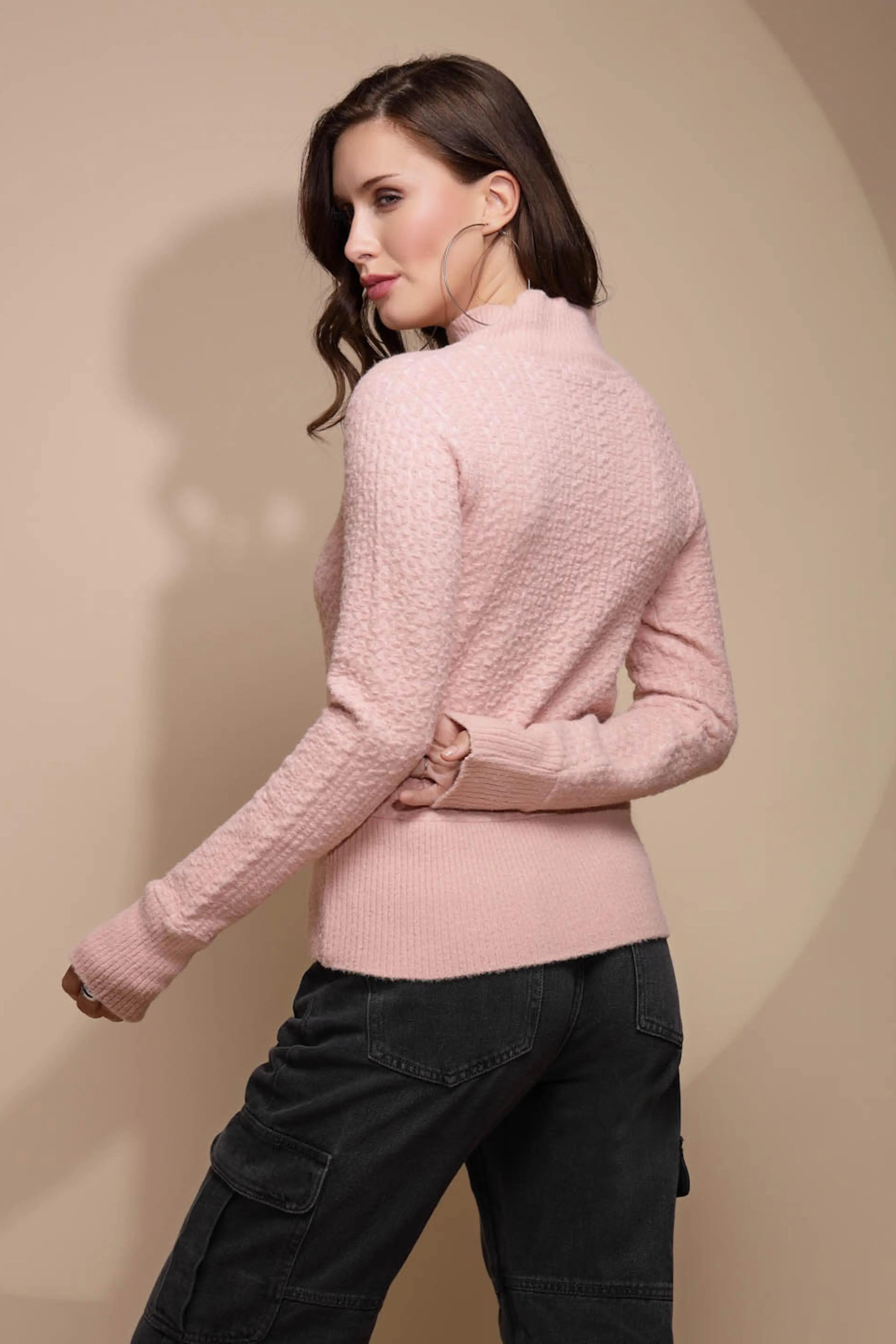 Pink Solid Hosiery Sweatshirt - Global Republic