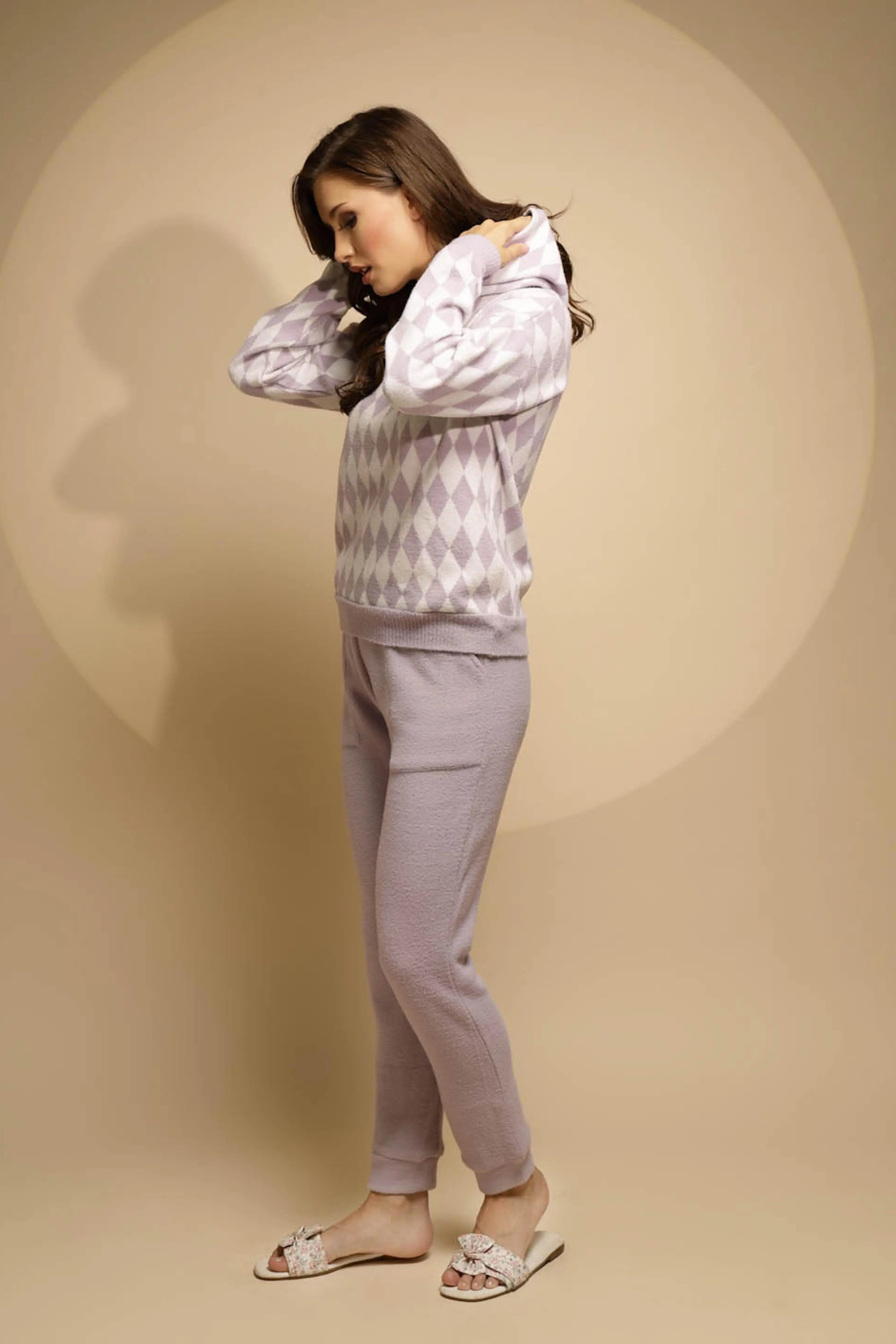 Purple Printed Full Sleeve Hood Hosiery Track Suit - Global Republic