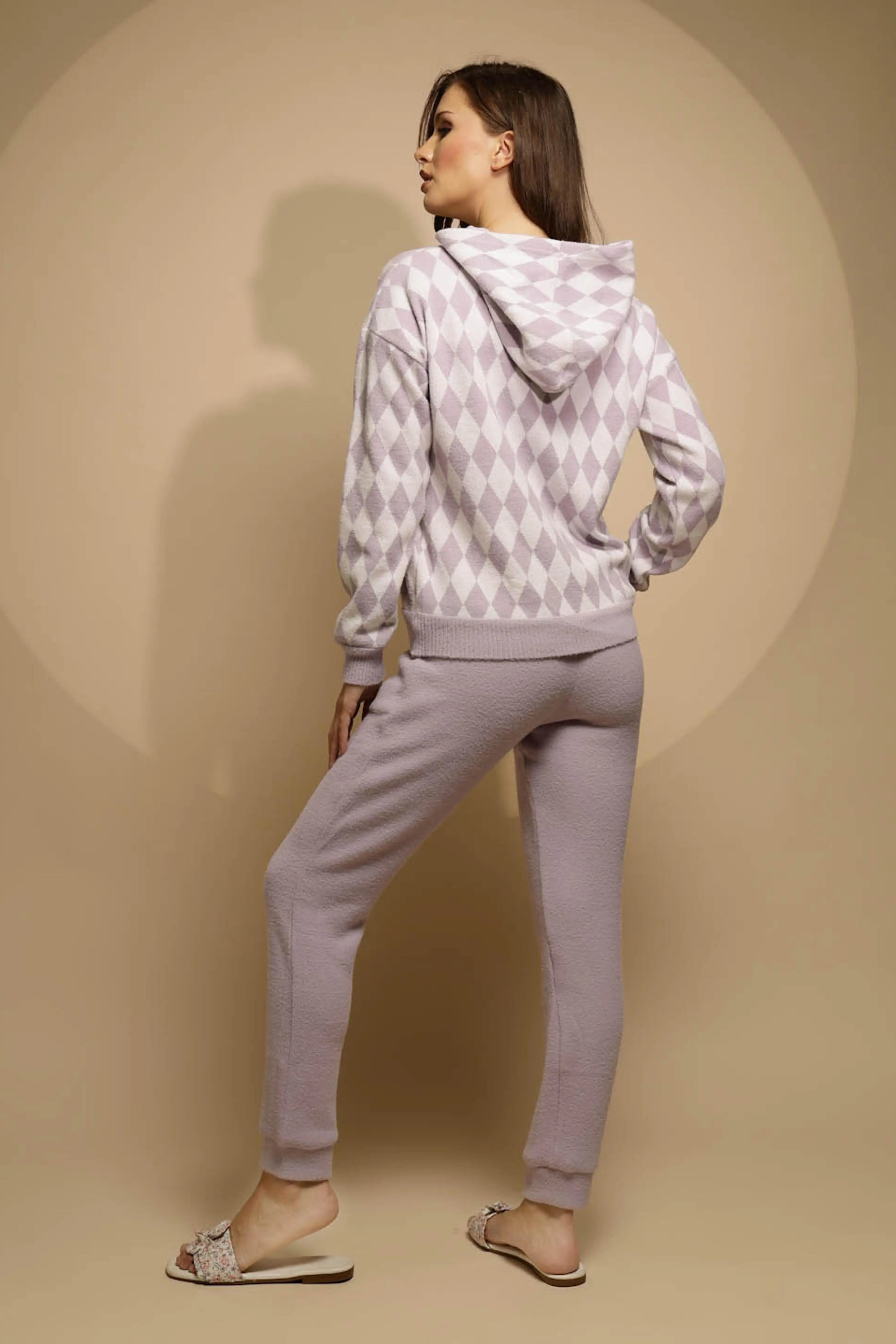 Purple Printed Full Sleeve Hood Hosiery Track Suit - Global Republic